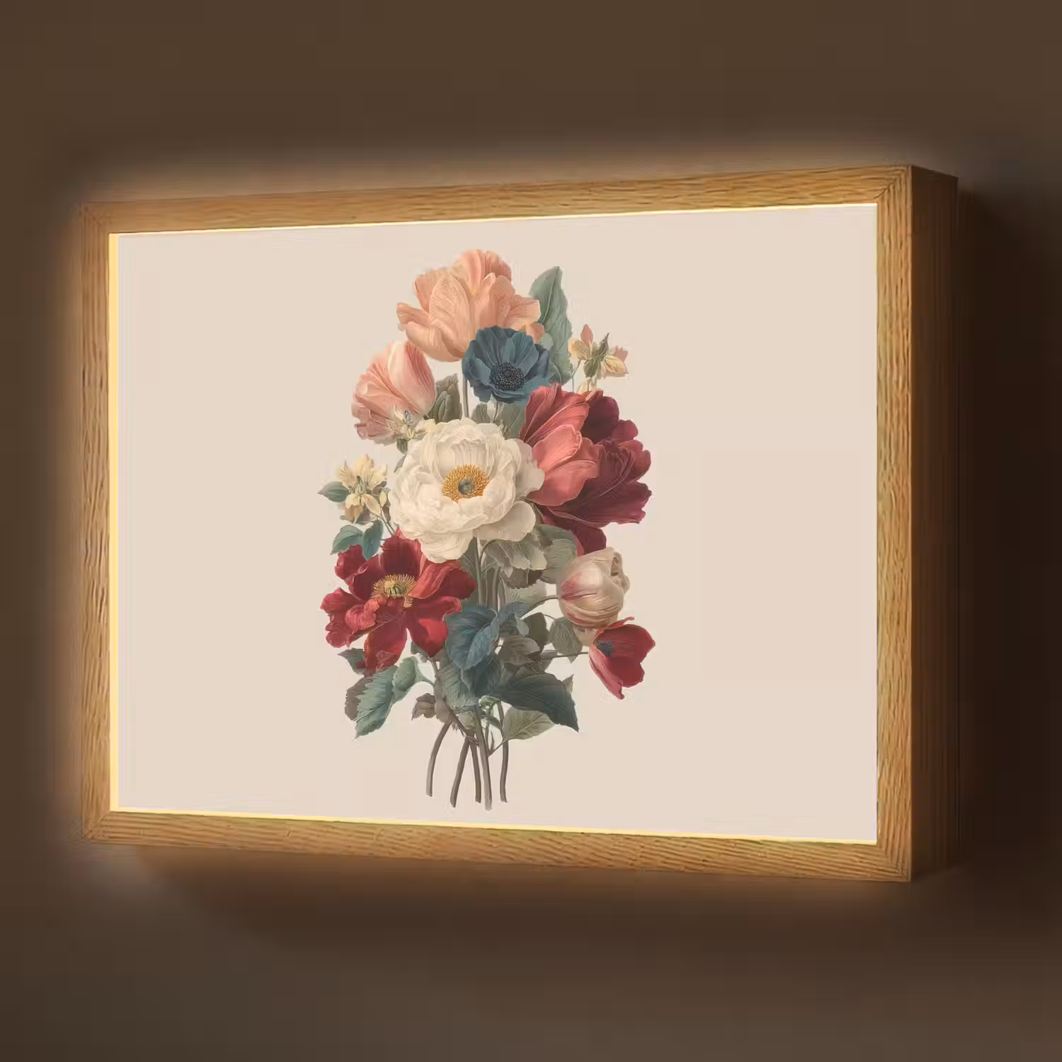 Boeket - Warme tinten - Elegant Light Box met batterij (Wandlamp) middel -z3d_website