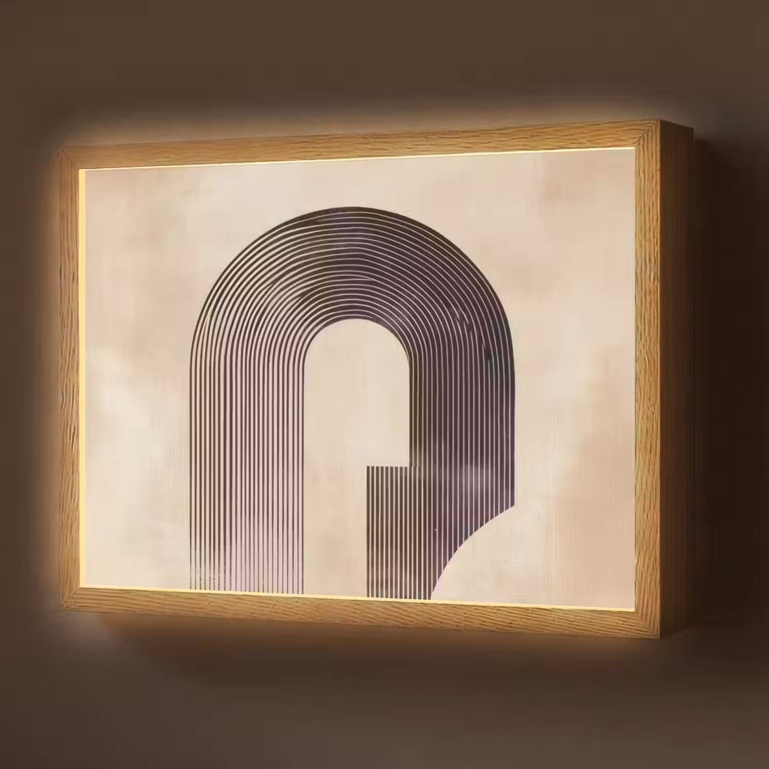 Boog - Strepen - Minimalistisch - Zwart Light Box met batterij (Wandlamp) middel -z3d_website