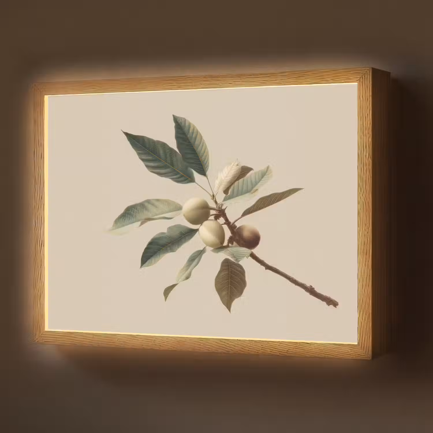 Tak - Groene Bladeren - Vruchten Light Box met batterij (Wandlamp) middel -z3d_website