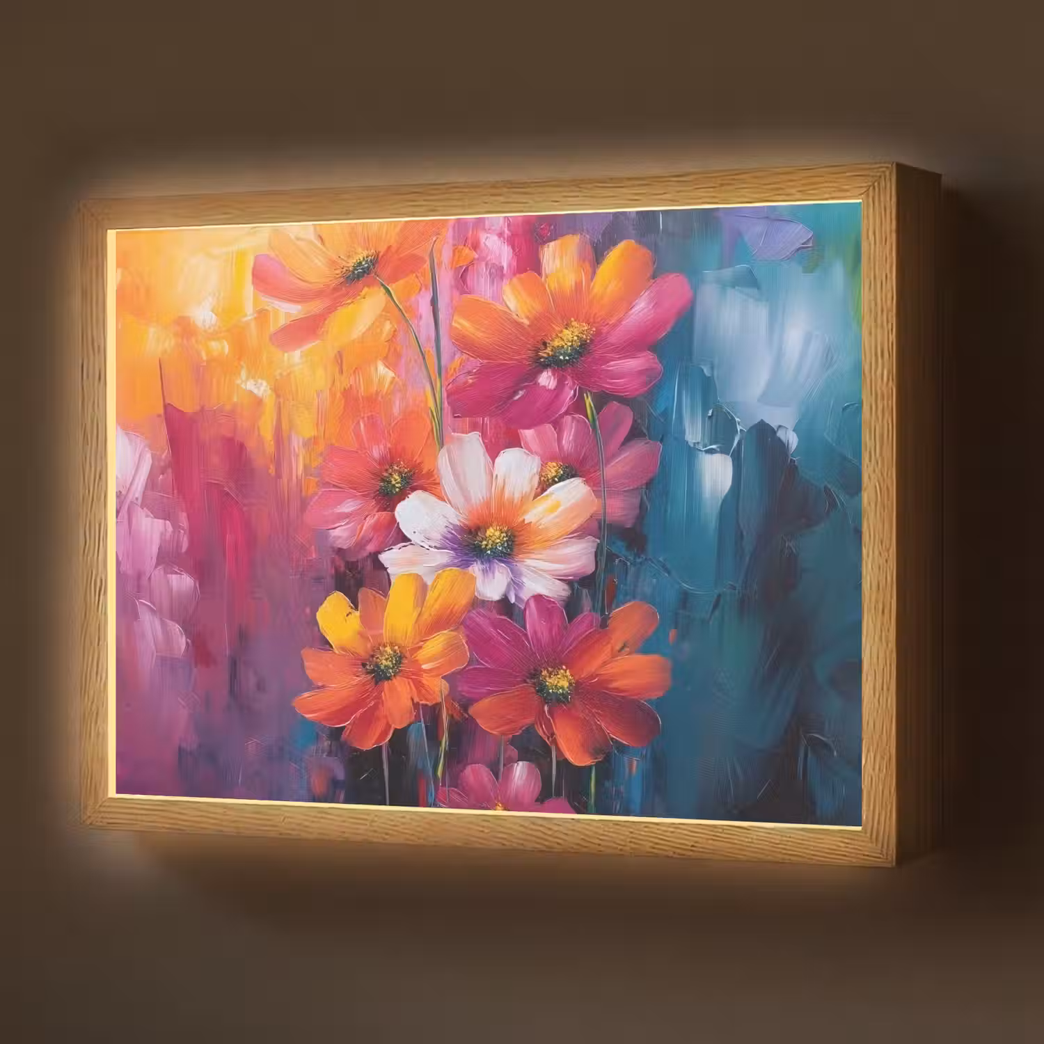 Felle bloemen - Dynamisch - Levendig Light Box met batterij (Wandlamp) middel -z3d_website