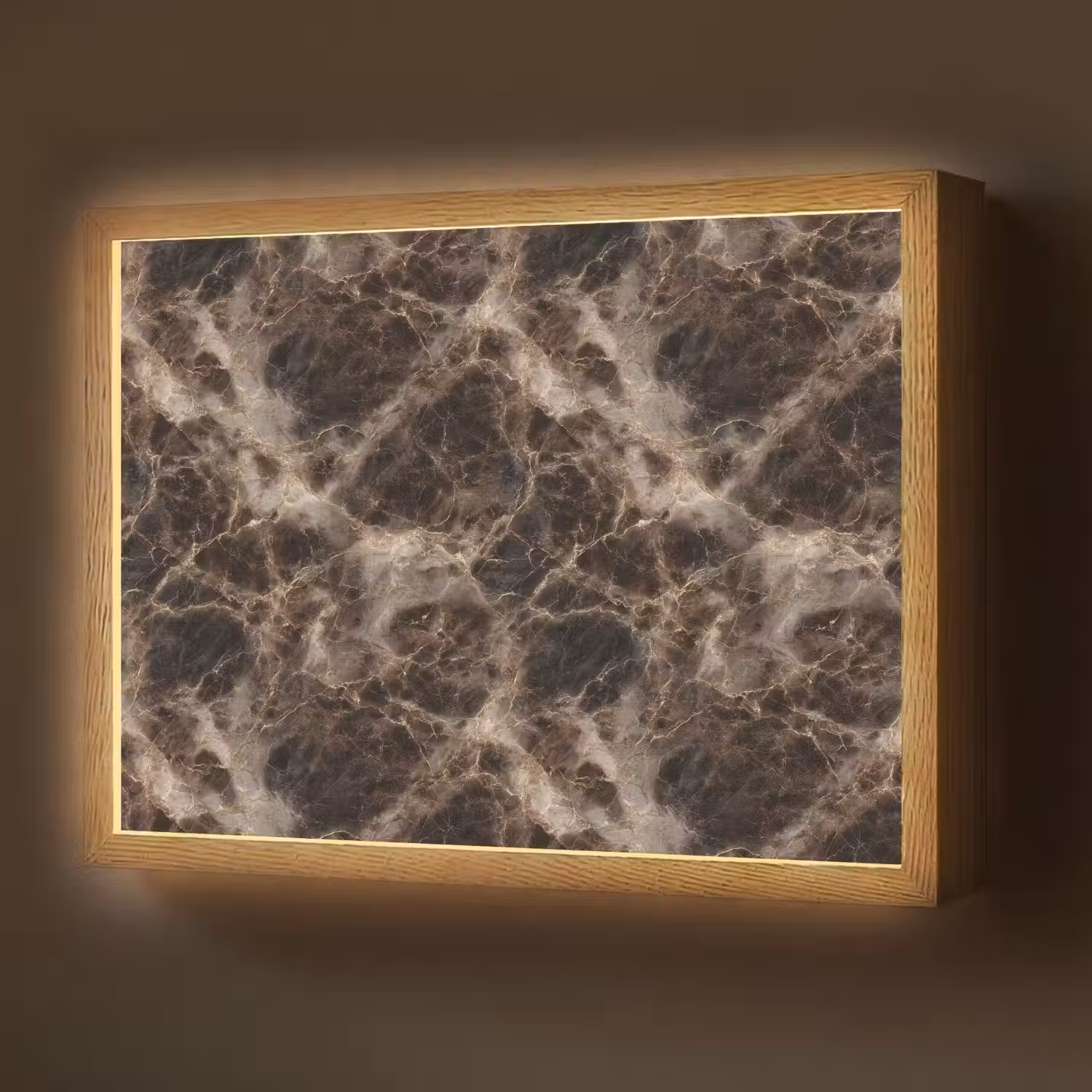 Bruin - Goud - Marmer Light Box met batterij (Wandlamp) middel 907 -z3d_website