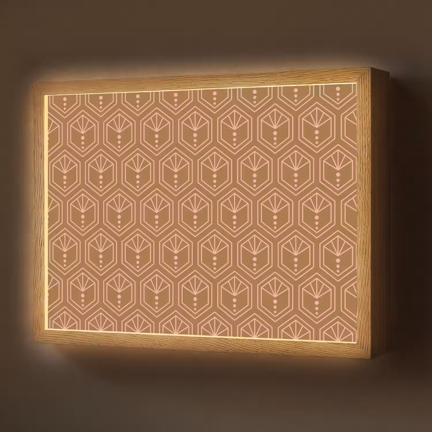 Bruin - Roze - Geometrisch - Patroon Light Box met batterij (Wandlamp) middel 907 -z3d_website