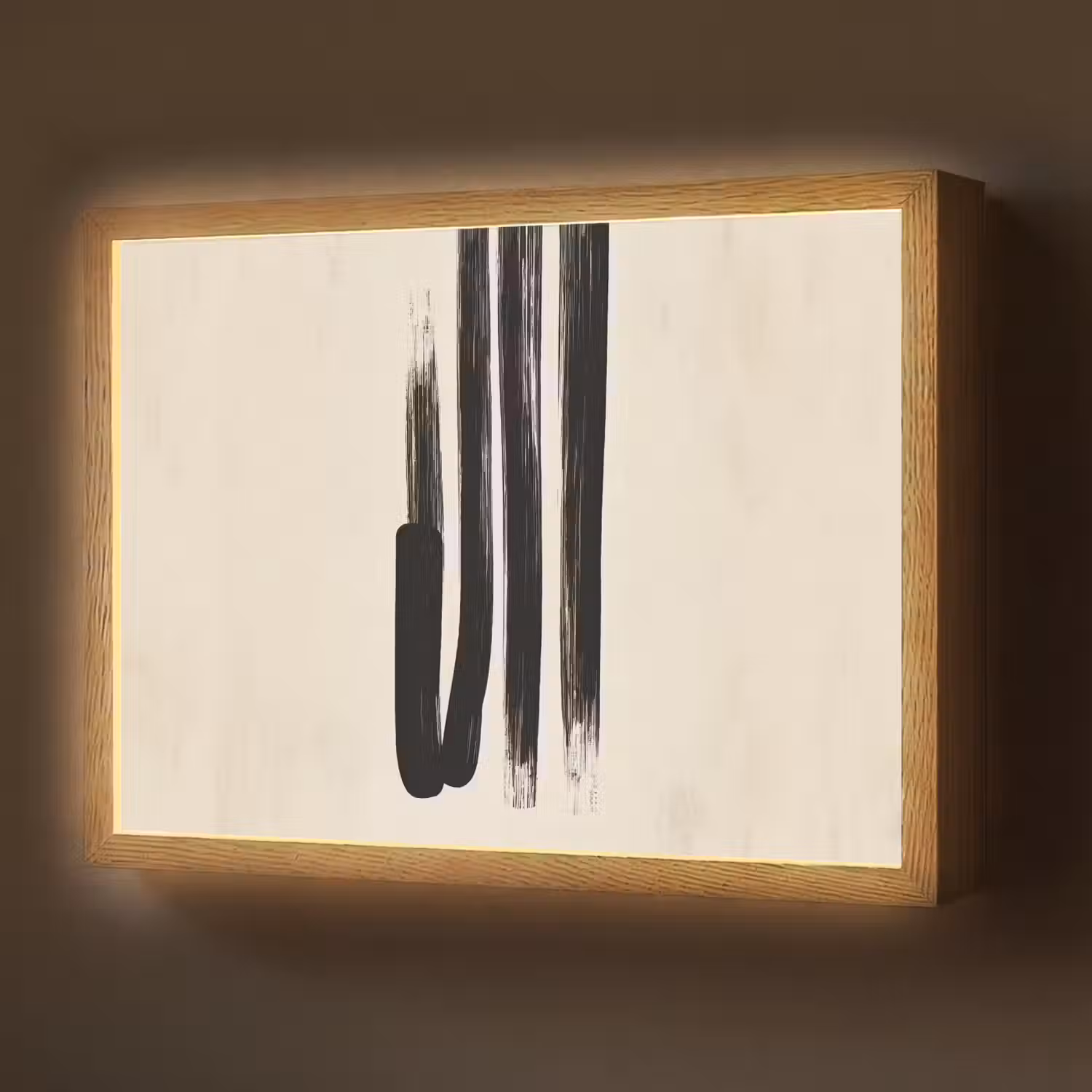 Penseelstreken - Verticaal - Zwart Light Box met batterij (Wandlamp) middel -z3d_website