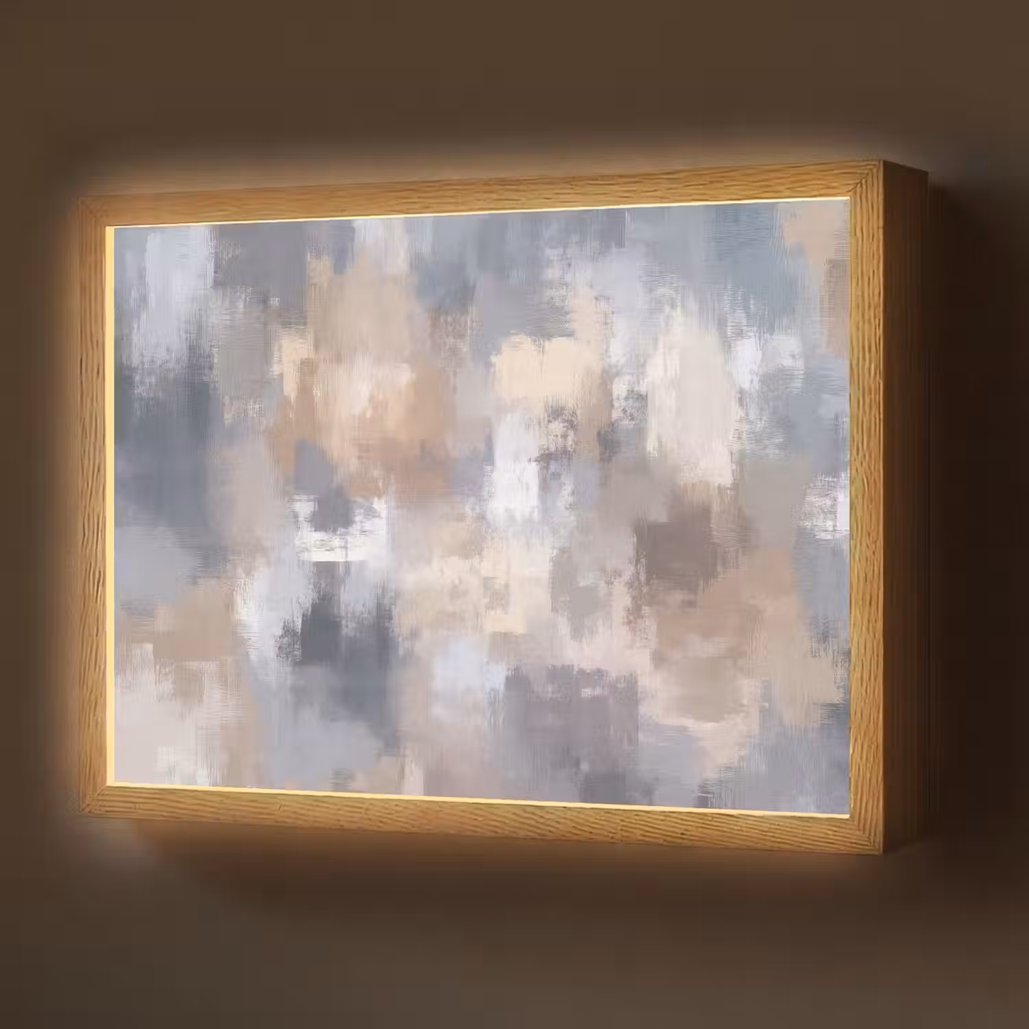 Penseelstreken - Schilderij - Beige Light Box met batterij (Wandlamp) middel -z3d_website