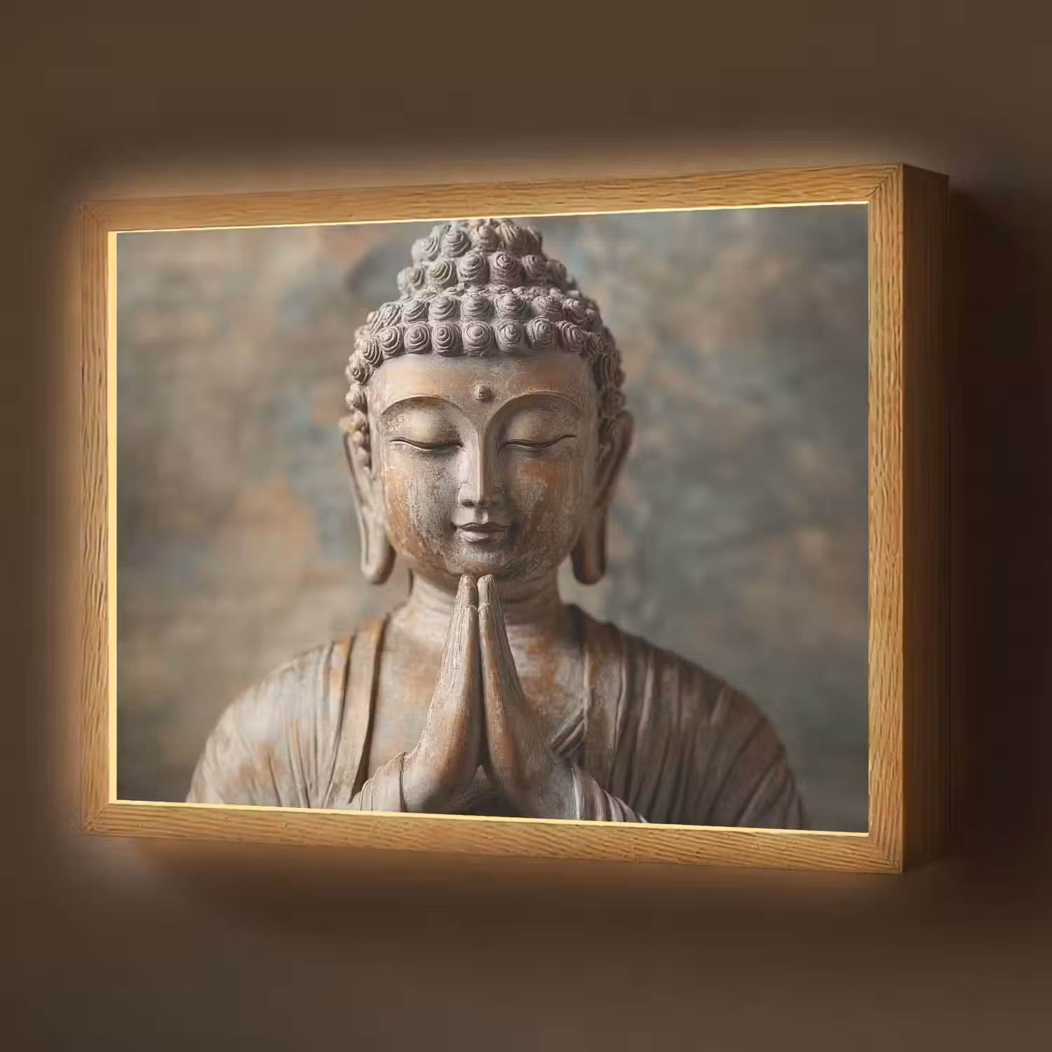 Boedha - Beeld - Bruin - Rust Light Box met batterij (Wandlamp) middel -z3d_website
