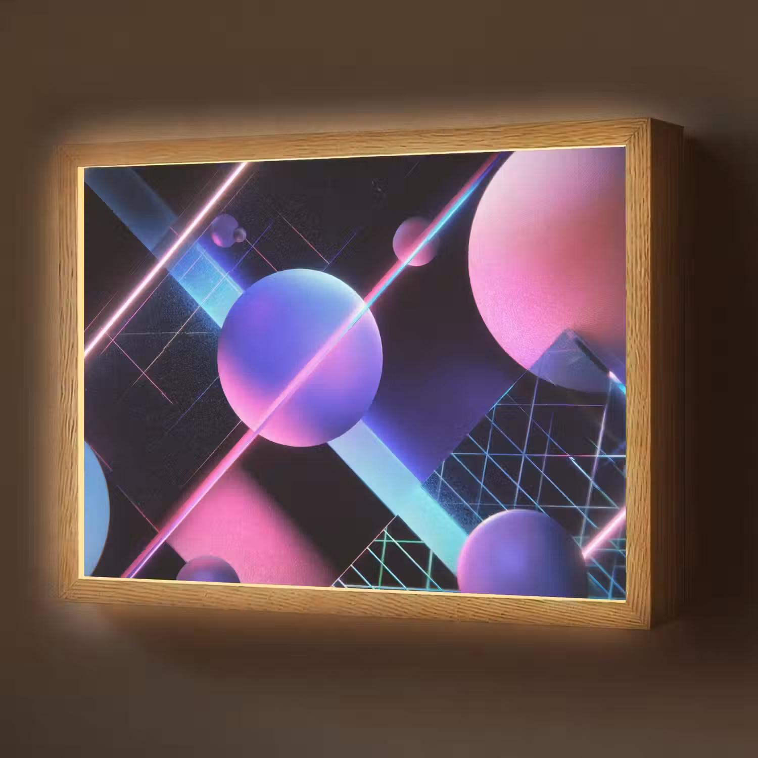 Bollen - Neon - Lijnen - Roze Light Box met batterij (Wandlamp) middel -z3d_website