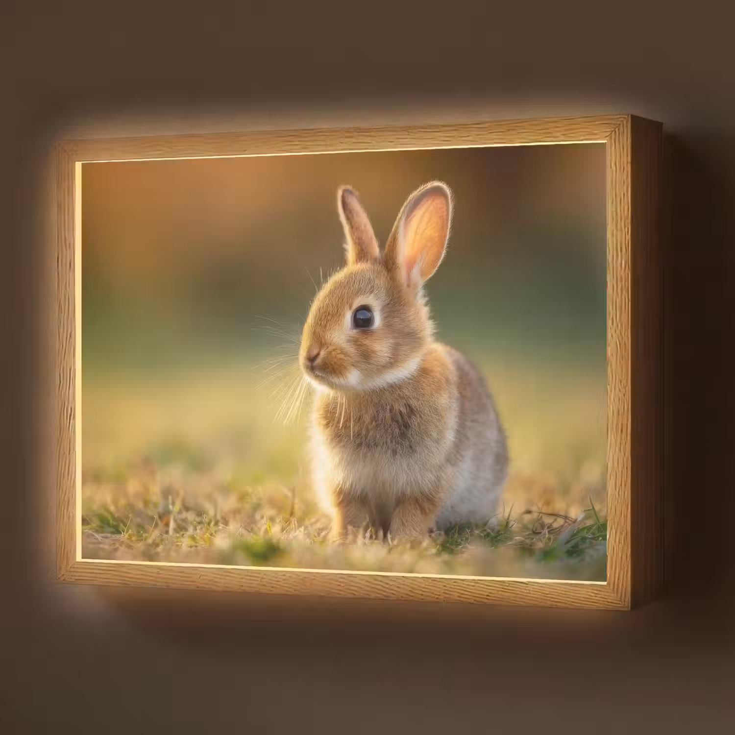 Konijntje - Bruin - Gras Light Box met batterij (Wandlamp) middel -z3d_website