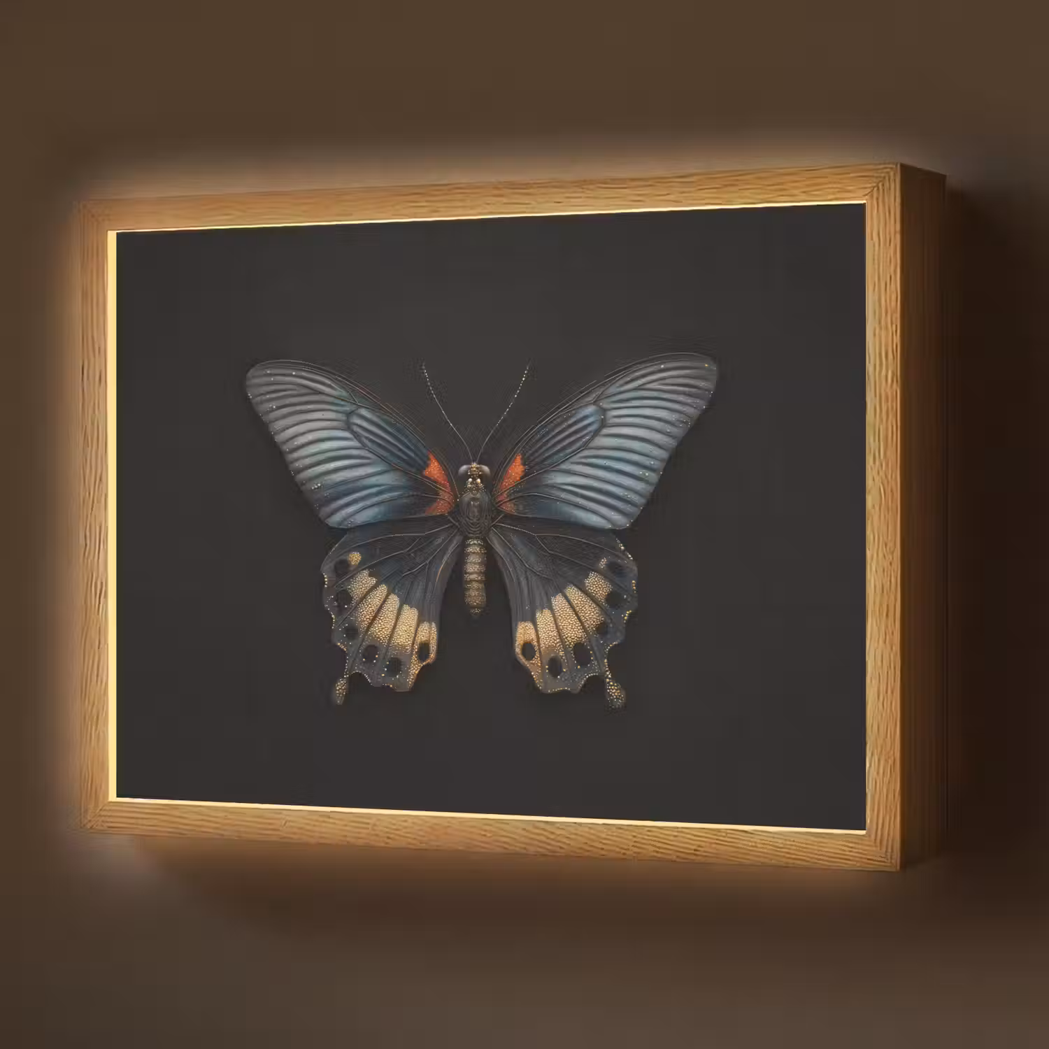 Vlinder - Metaalachtig - Geometrisch patroon Light Box met batterij (Wandlamp) middel -z3d_website