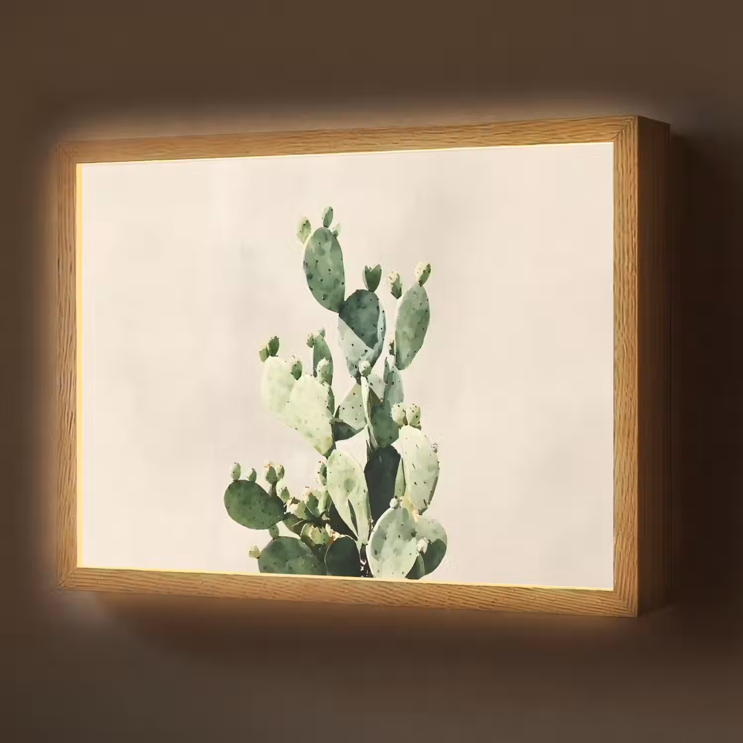 Cactus - Groen - Minimalistisch Light Box met batterij (Wandlamp) middel -z3d_website