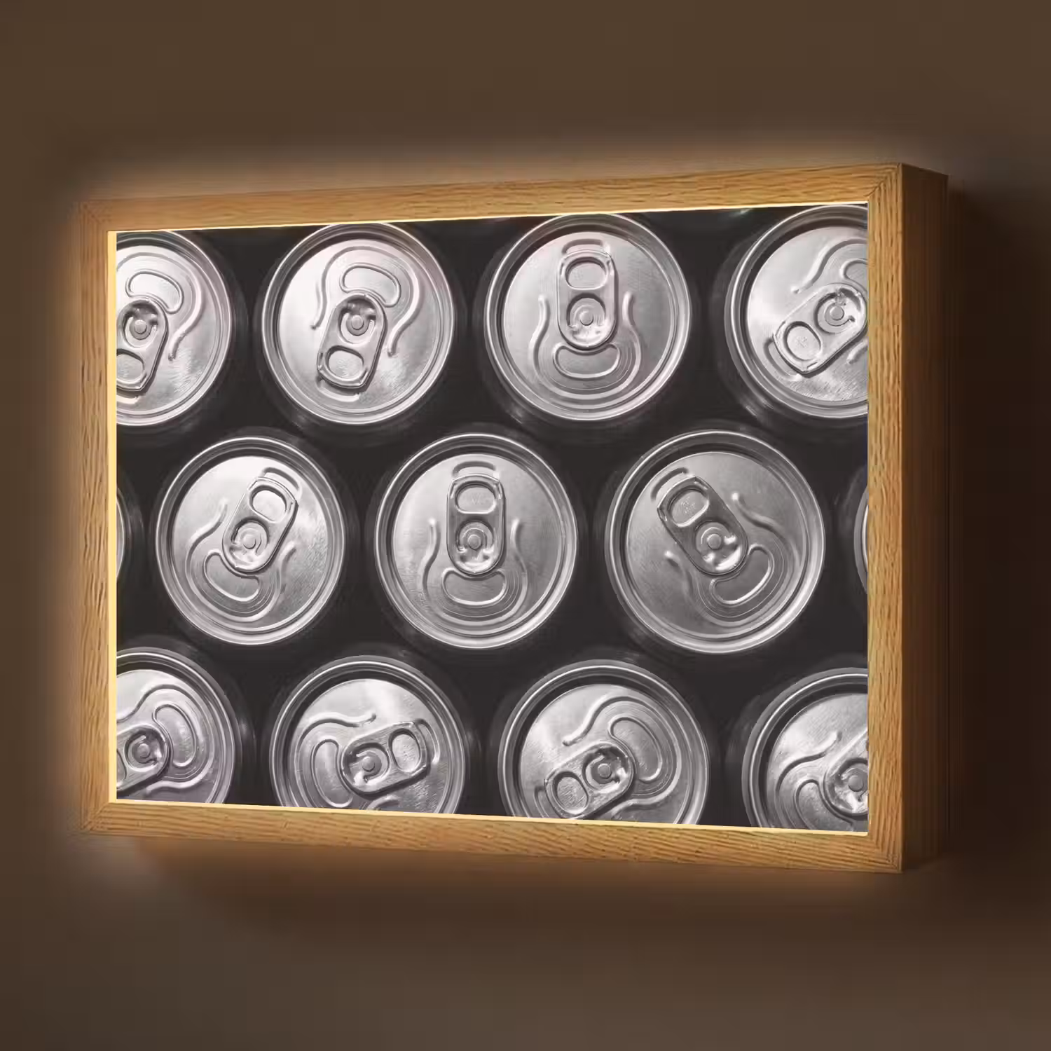 Blikjes - Aluminium - Patroon - Industrieel - Zilver Light Box met batterij (Wandlamp) middel -z3d_website