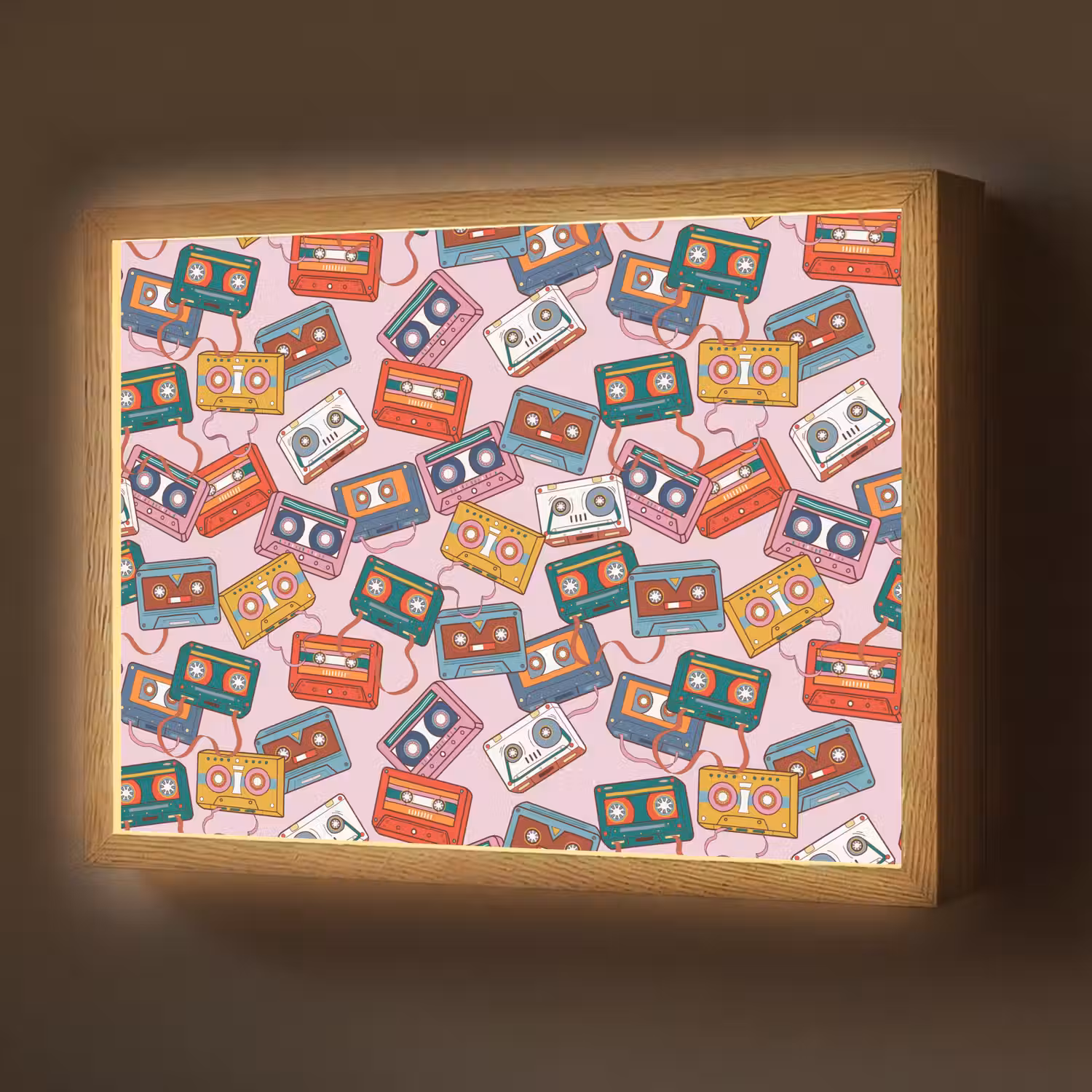 Cassette - Patroon - Roze Light Box met batterij (Wandlamp) middel 907 -z3d_website