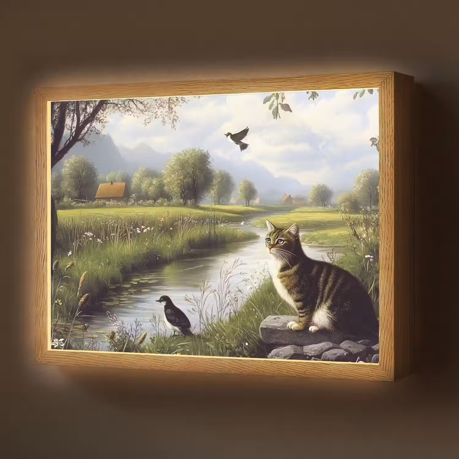 Kat - Beekje - Weide Light Box met batterij (Wandlamp) middel -z3d_website