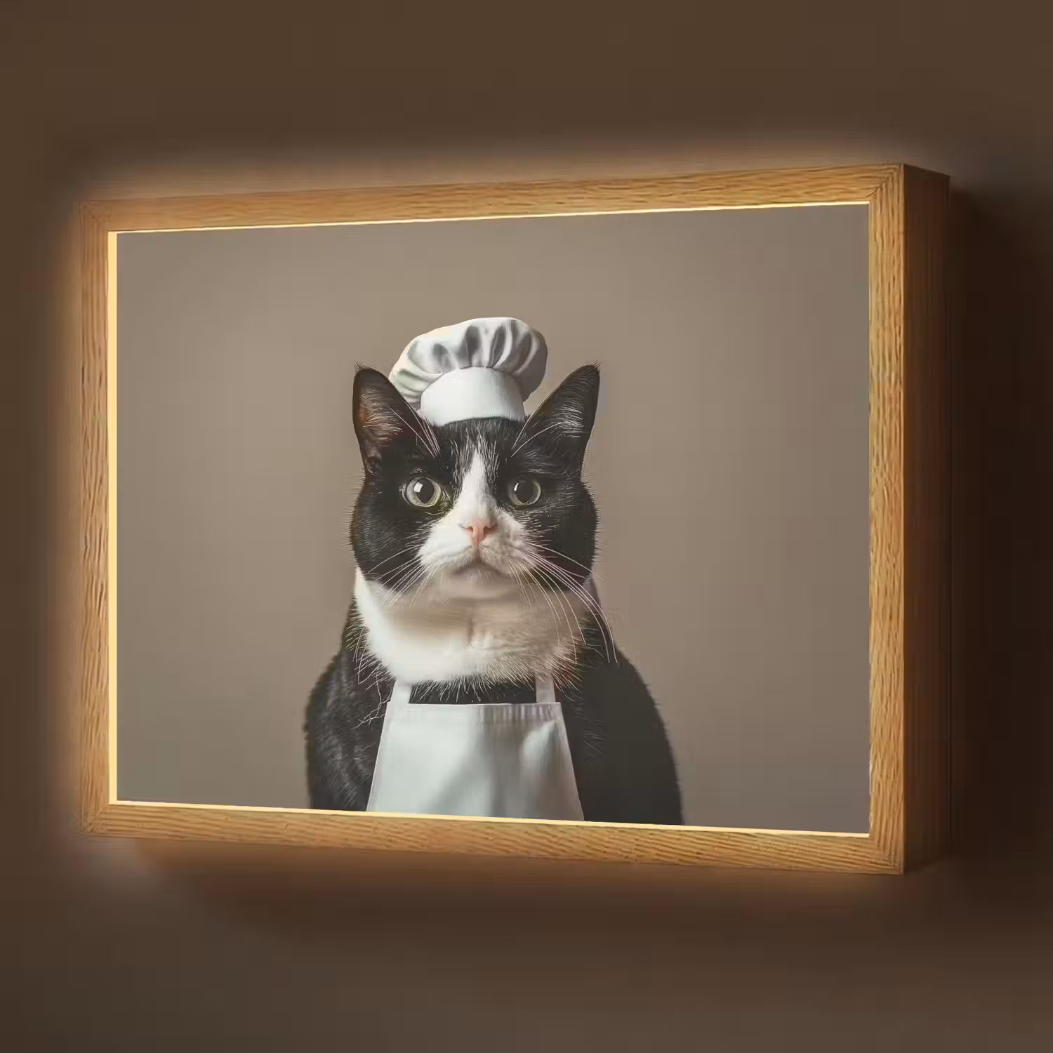 Kat - Kokskleding - Zwart - Wit Light Box met batterij (Wandlamp) middel -z3d_website
