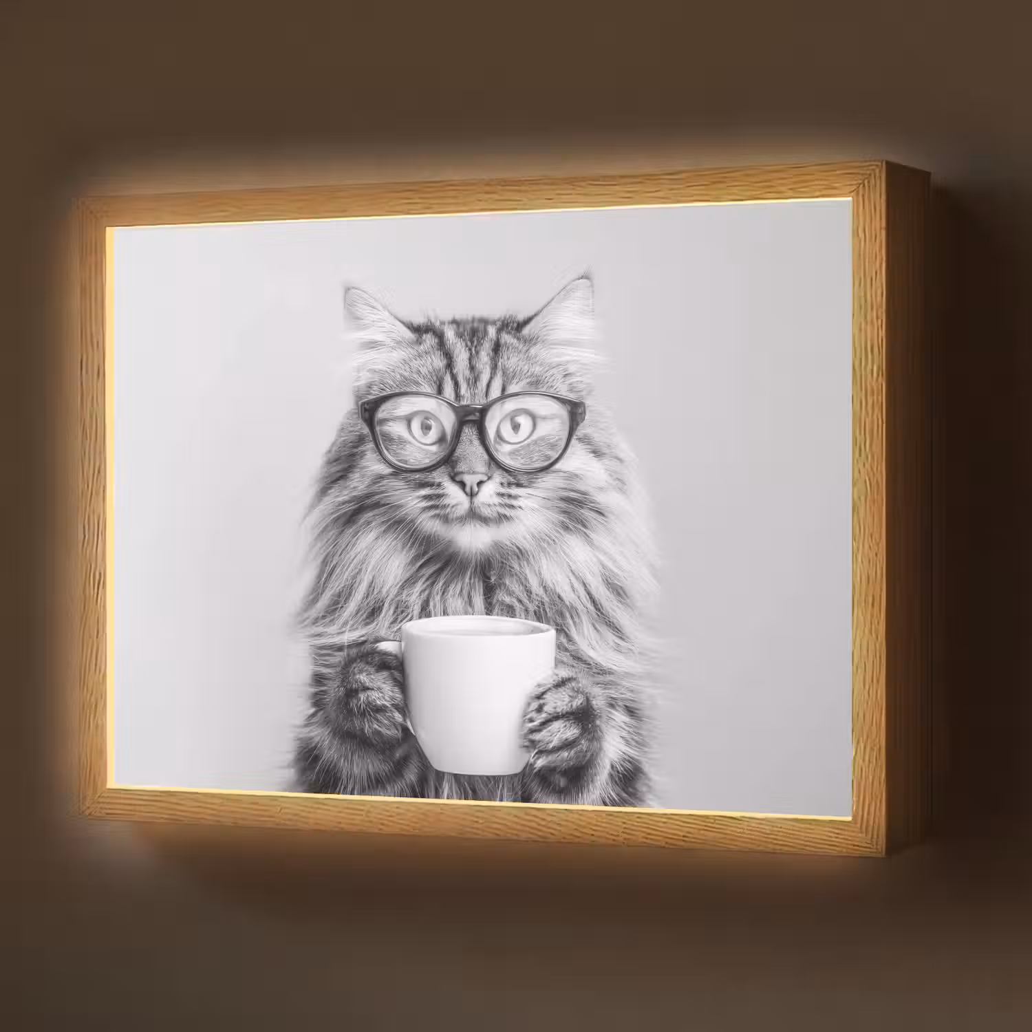 Kat - Bril - Mok - Pluizig Light Box met batterij (Wandlamp) middel -z3d_website