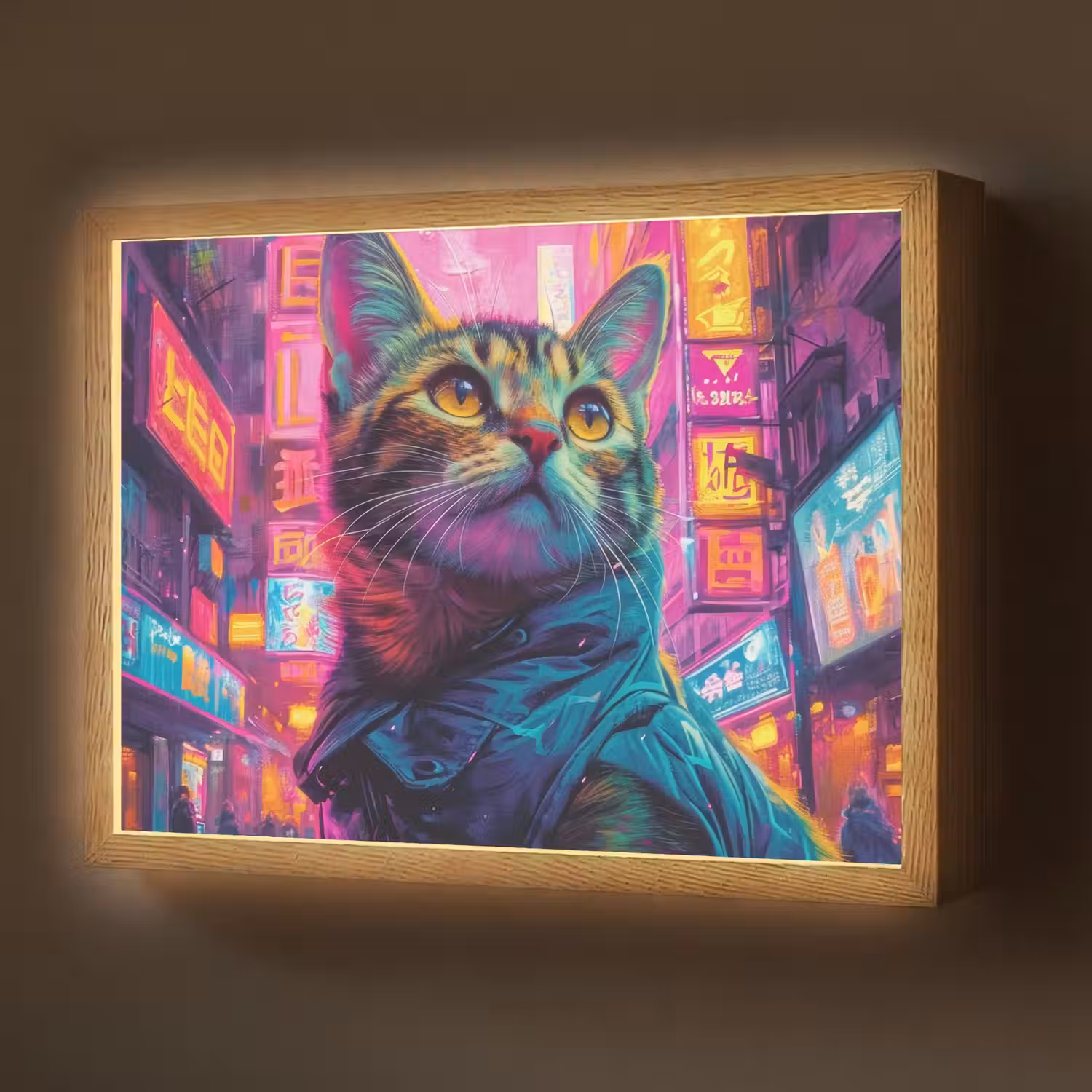 Kat - Pop art - China - Neon - Stad Light Box met batterij (Wandlamp) middel -z3d_website