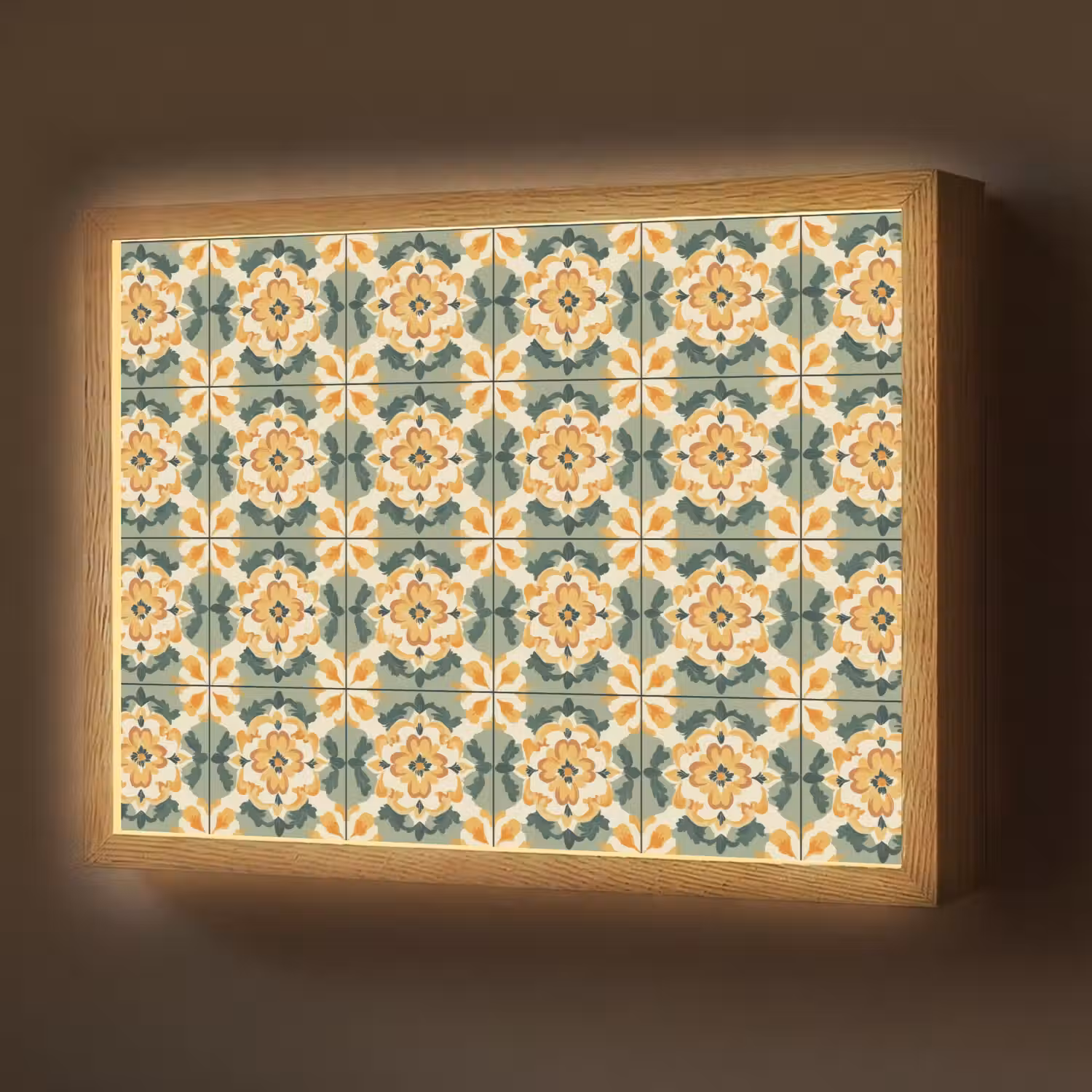 Keramiek - Verweerd - Kleurrijk Light Box met batterij (Wandlamp) middel 907 -z3d_website