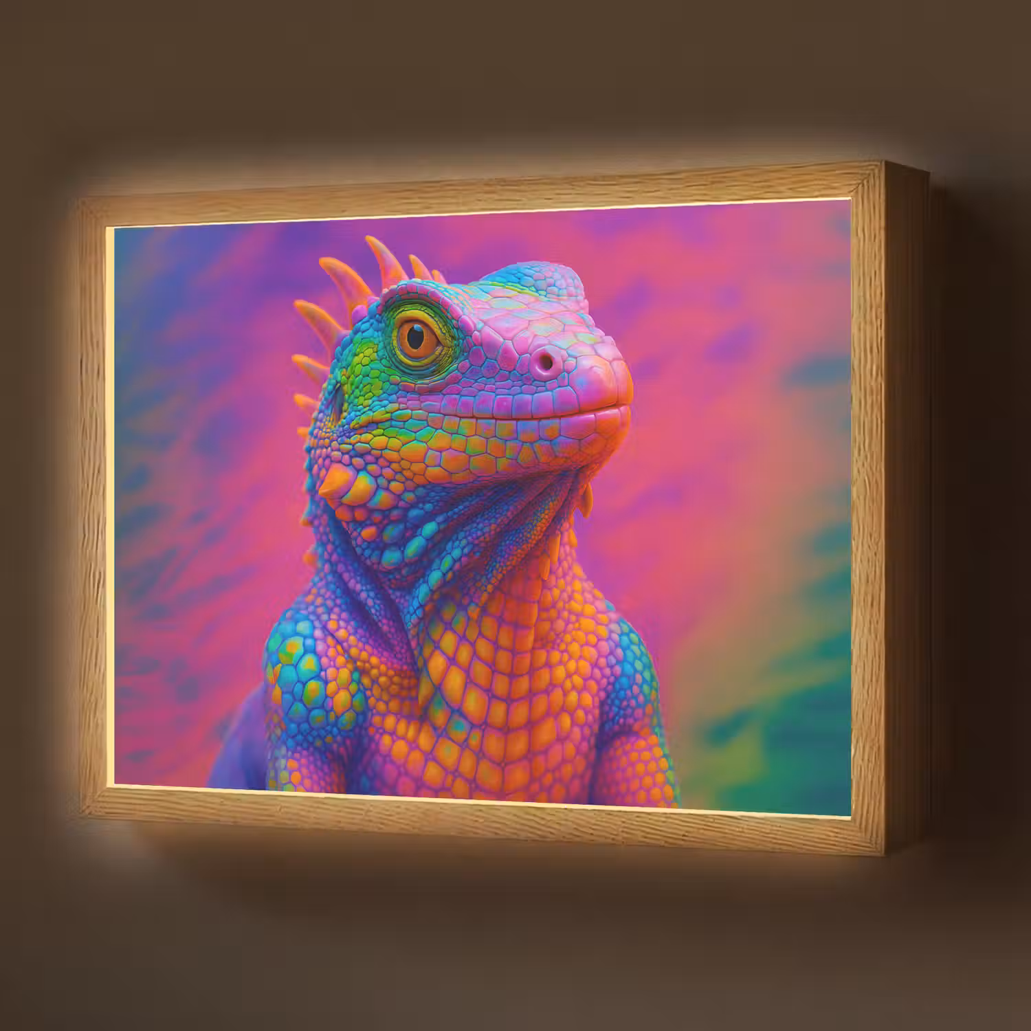 Kameleon - Dieren - Neon - Kleur Light Box met batterij (Wandlamp) middel -z3d_website