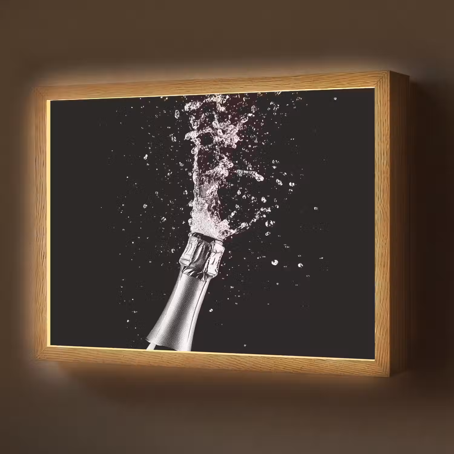 Champagne - Zwart - Spetters - Popping Light Box met batterij (Wandlamp) middel -z3d_website