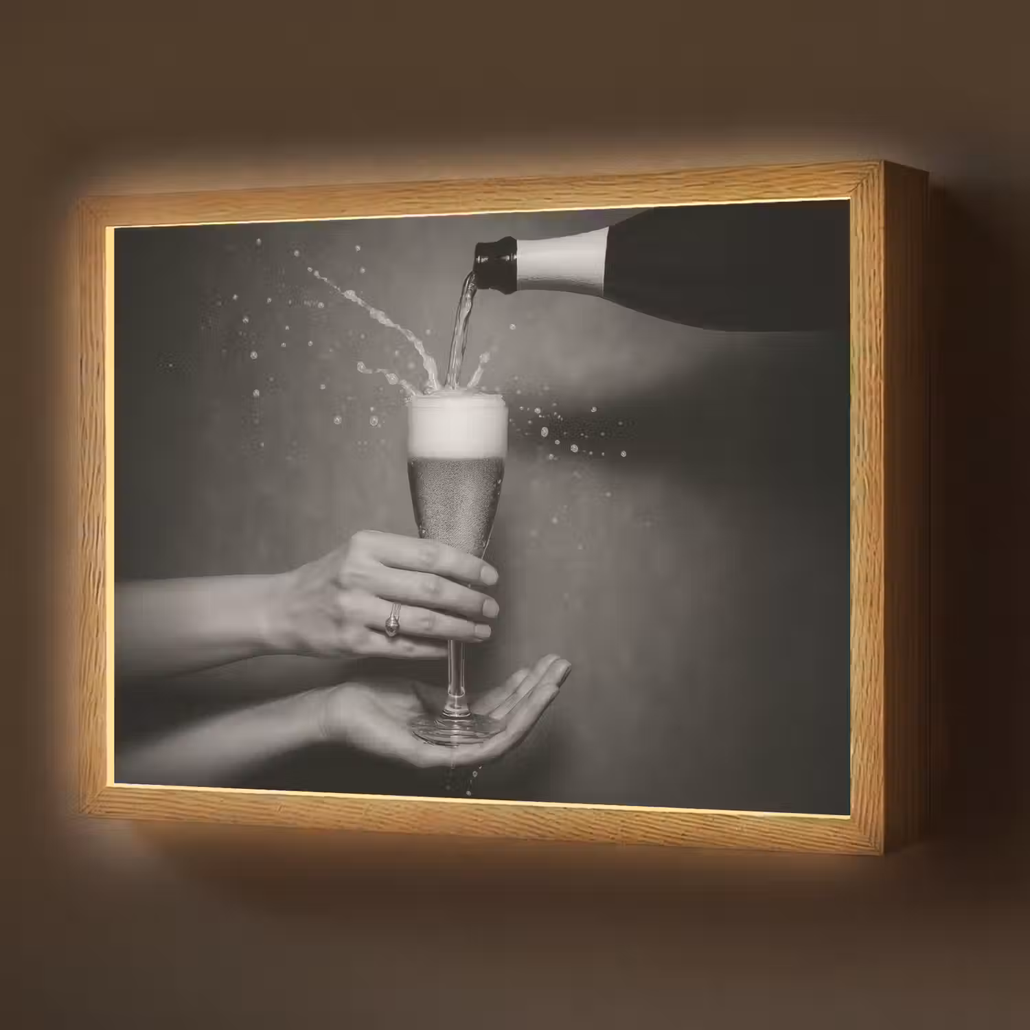 Champagnefles - Glas - Minimalistisch - Spetters Light Box met batterij (Wandlamp) middel -z3d_website