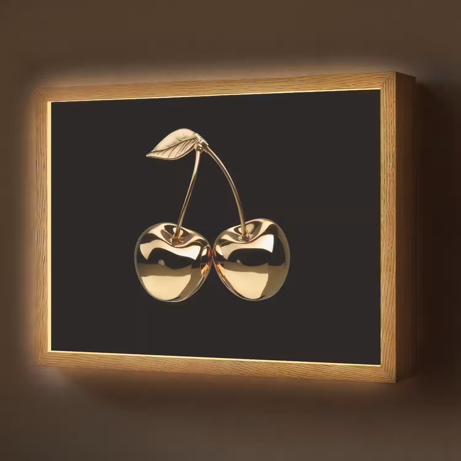 Kersen - Zwart - Goud - Chrome Light Box met batterij (Wandlamp) middel -z3d_website