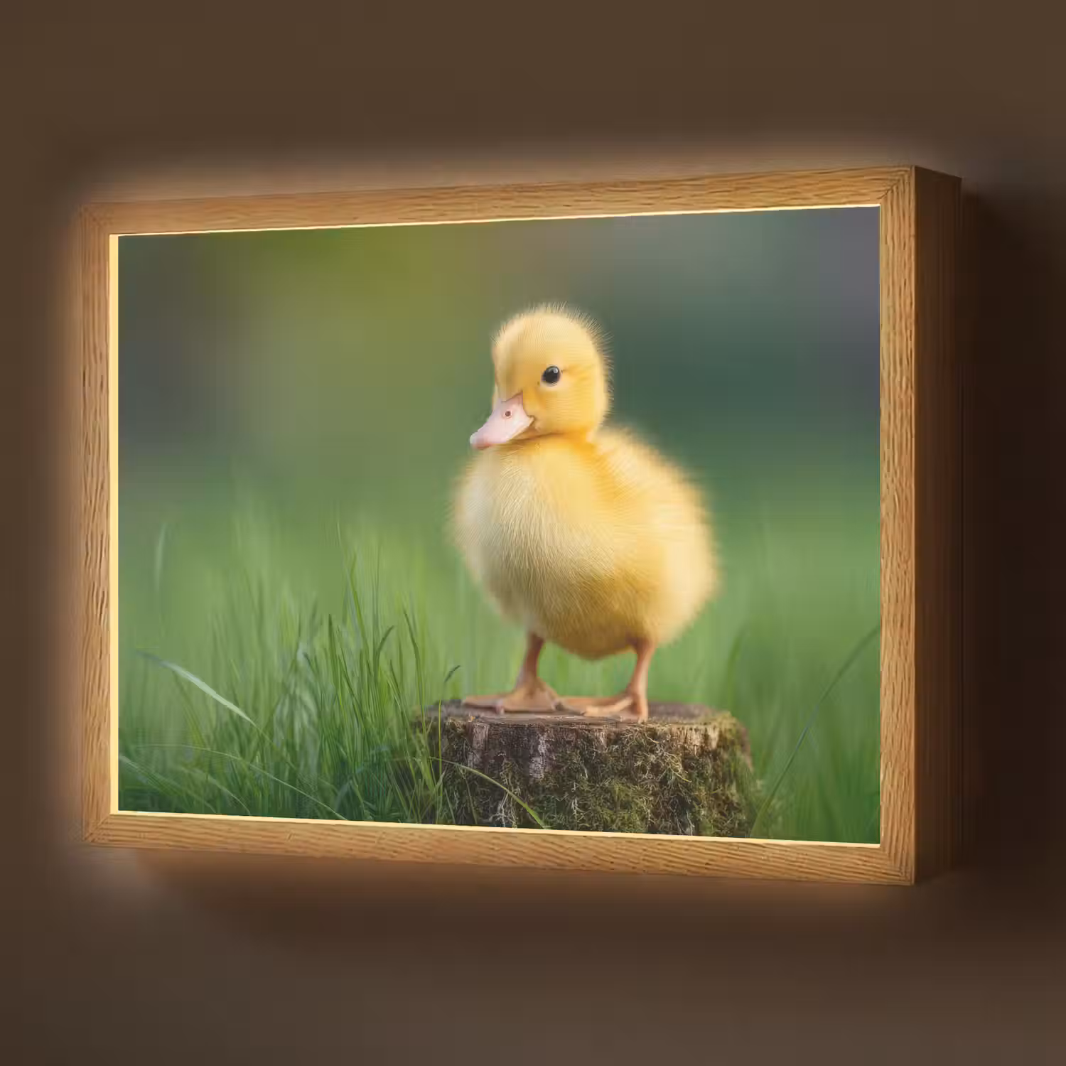Kuiken - Eend - Geel - Gras Light Box met batterij (Wandlamp) middel -z3d_website