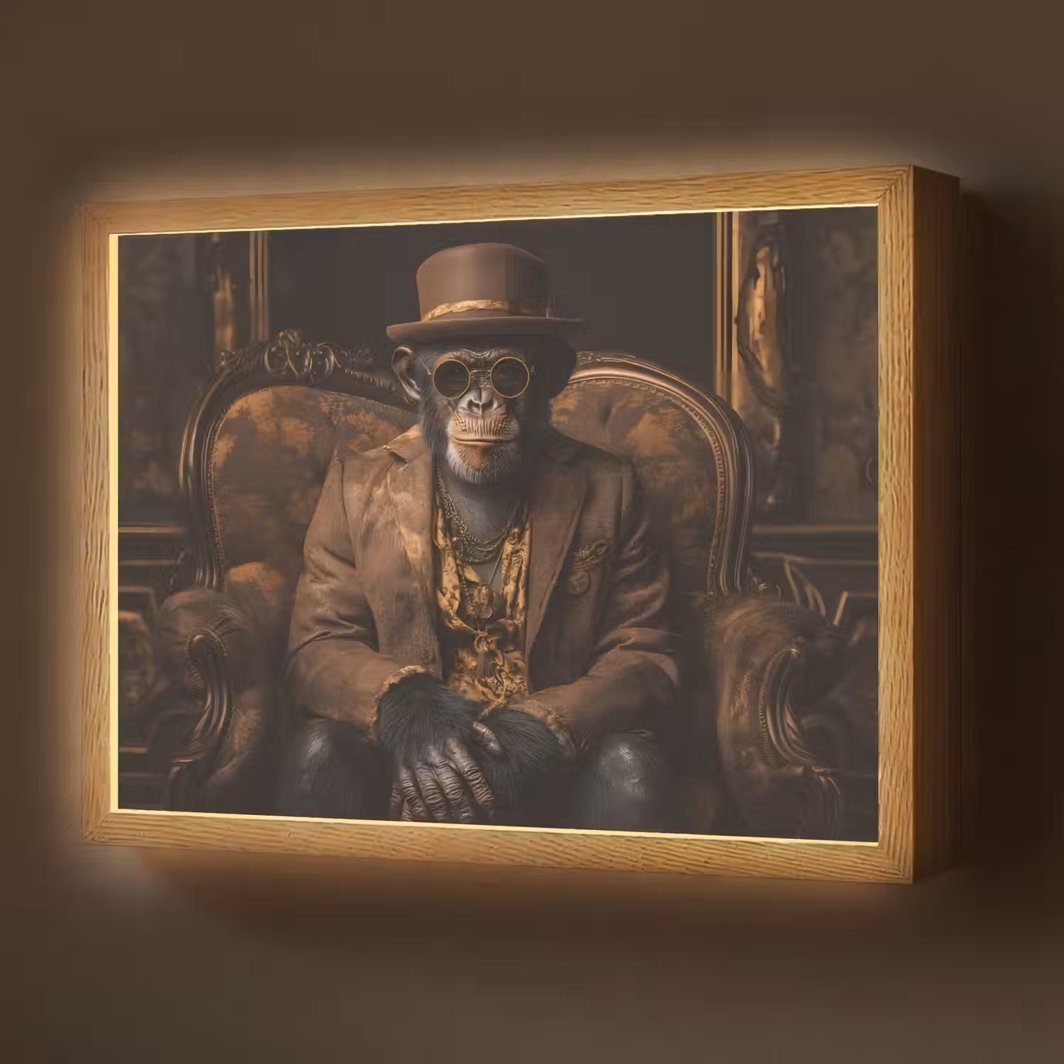 Chimpansee - Stoel - Pak - Bruin Light Box met batterij (Wandlamp) middel -z3d_website