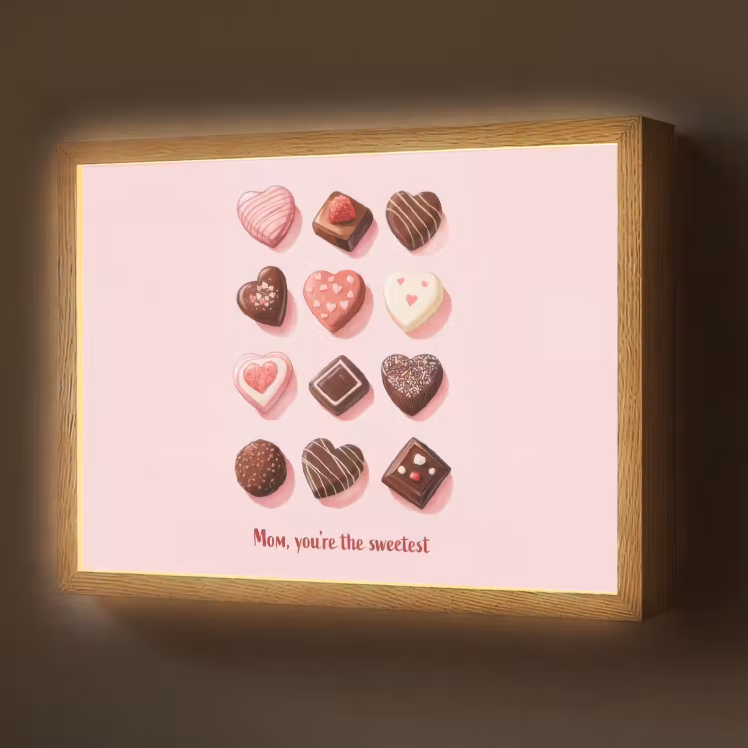 Chocolaatjes - Hartvormig - Liefste Light Box met batterij (Wandlamp) middel -z3d_website