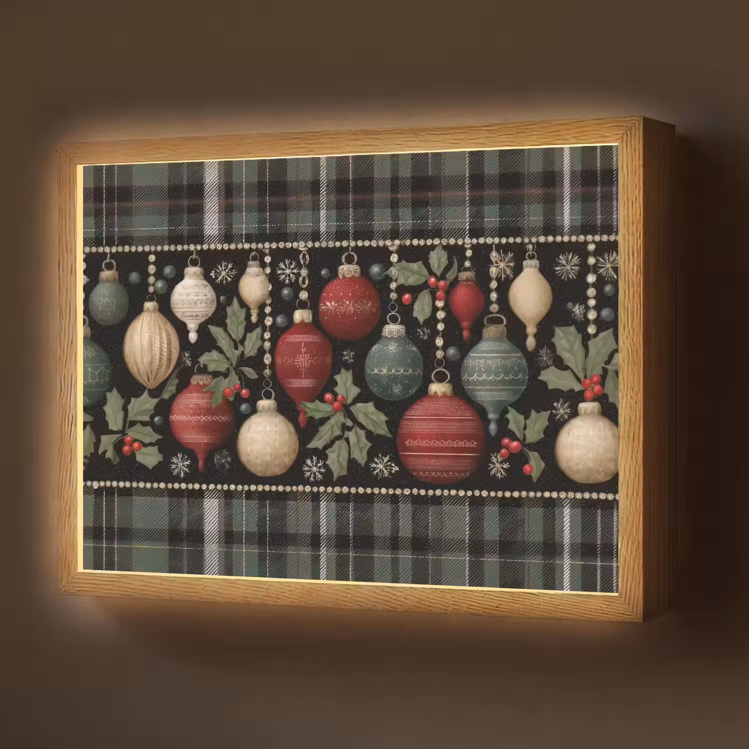 Kerstballen - Rood - Hulsttakken - Patroon Light Box met batterij (Wandlamp) middel -z3d_website