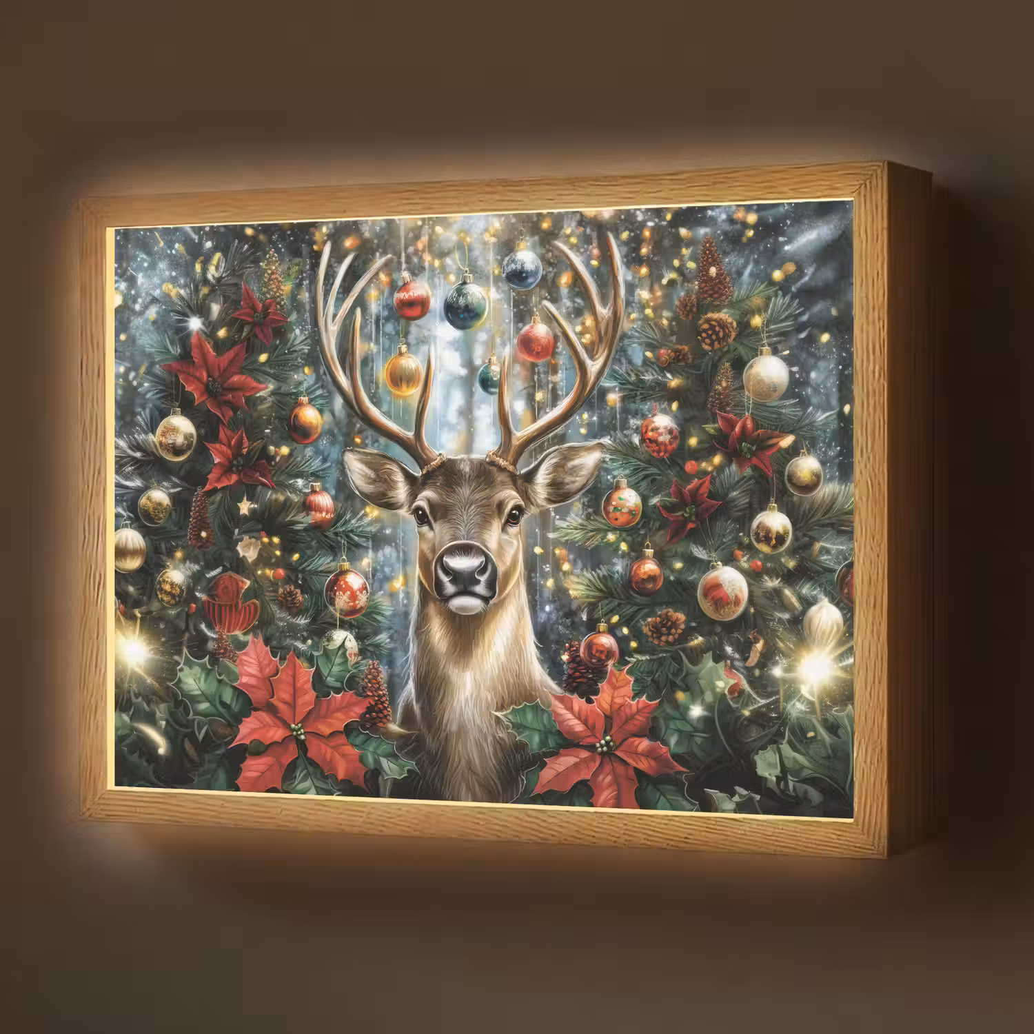 Kerstfeest - Dennenbos - Rood Light Box met batterij (Wandlamp) middel -z3d_website