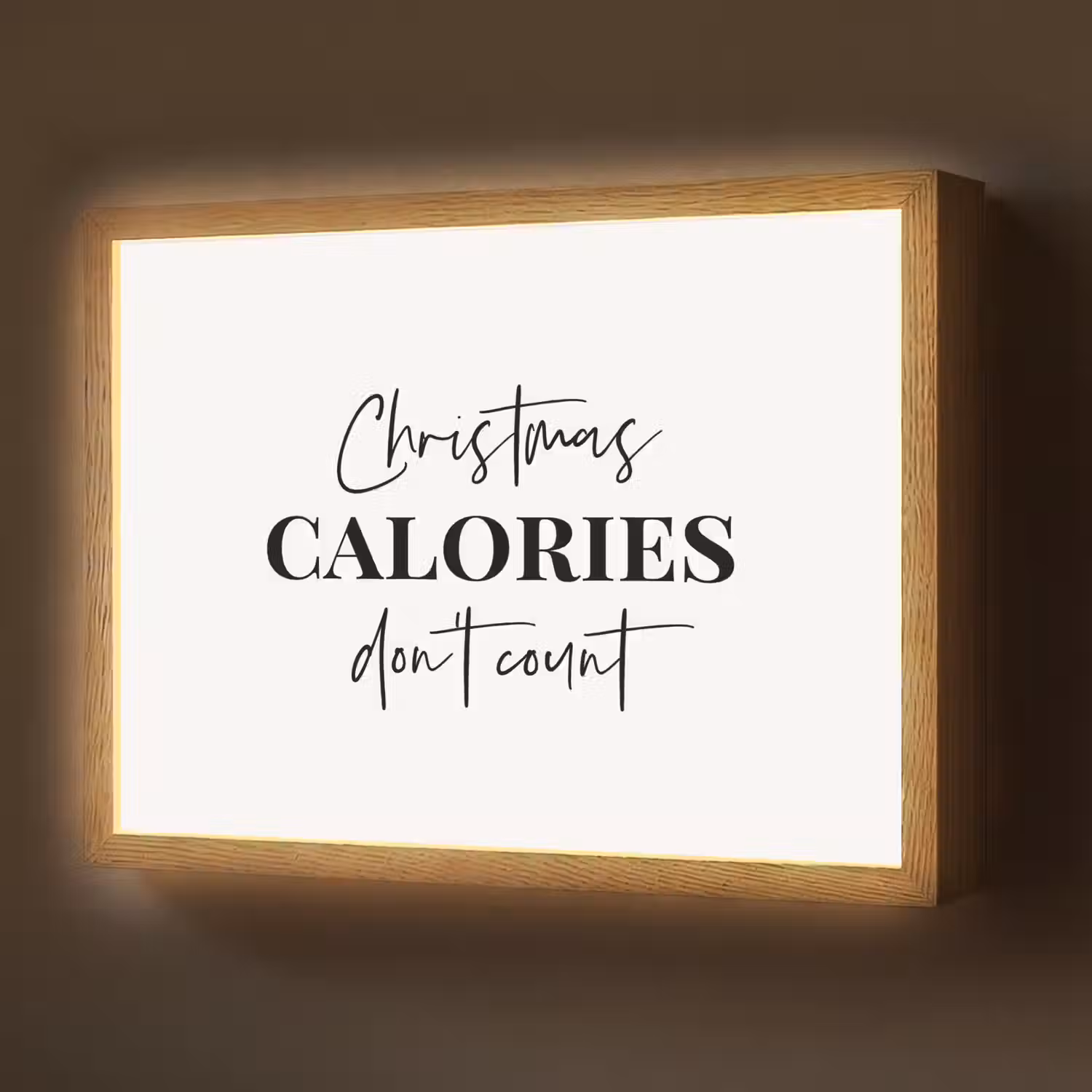 Kerst quote - Winter - Christmas calories - Wit Light Box met batterij (Wandlamp) middel -z3d_website