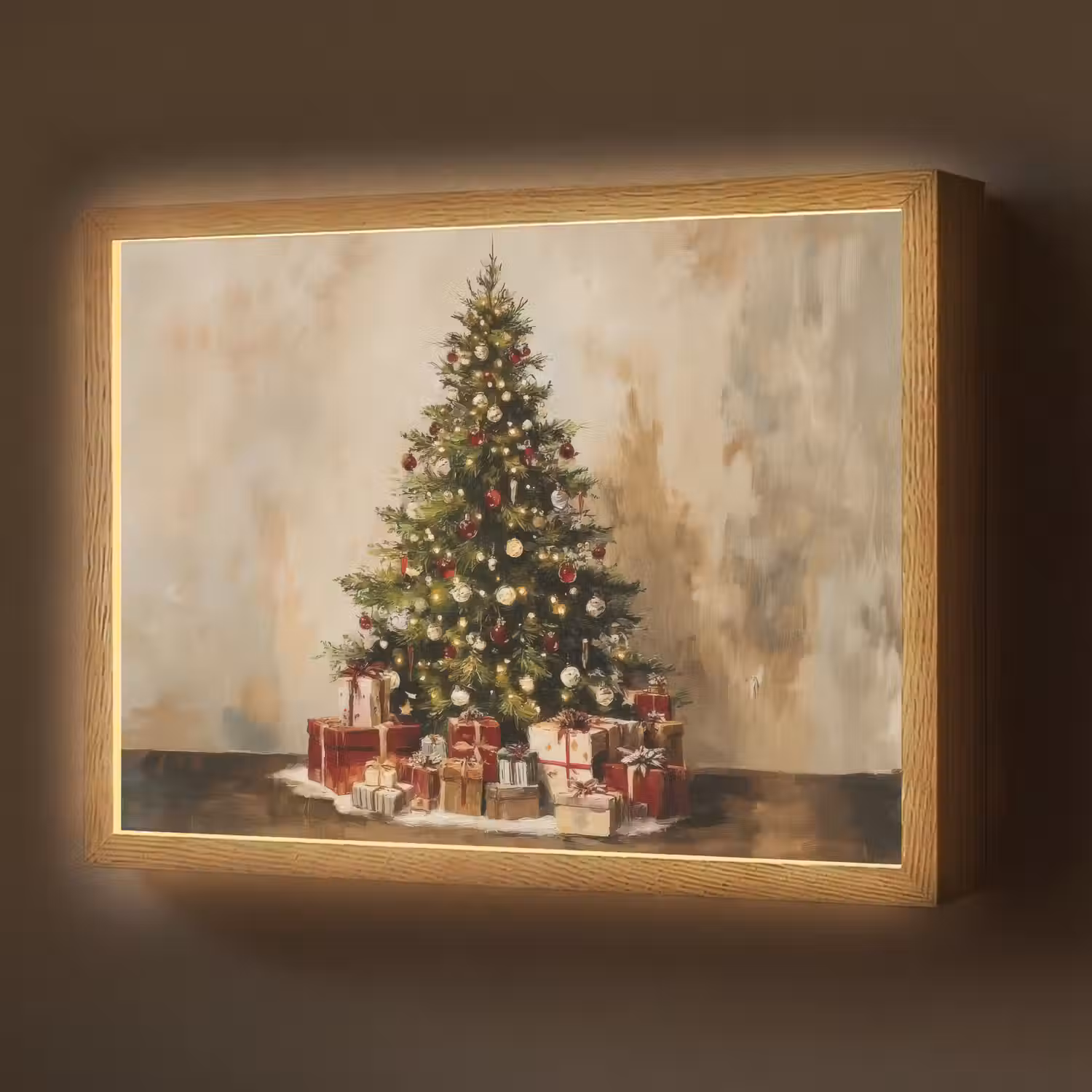 Kerstboom - Versierd - Kleurrijk Light Box met batterij (Wandlamp) middel -z3d_website