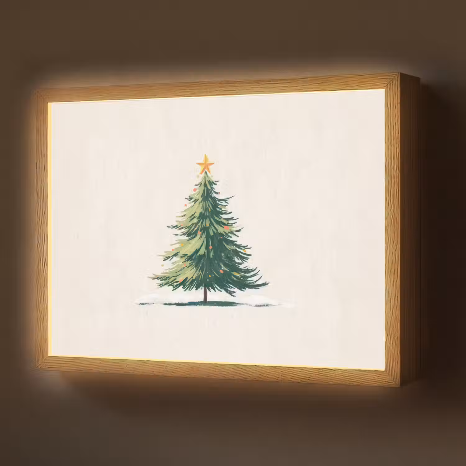 Kerstboom - Illustratie - Ster - Sneeuw Light Box met batterij (Wandlamp) middel -z3d_website