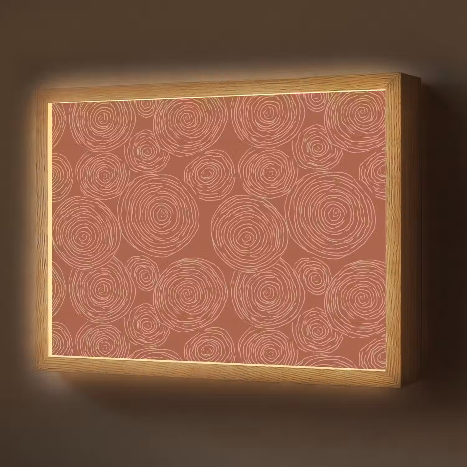 Cirkels - Abstract - Artistiek - Terracotta Light Box met batterij (Wandlamp) middel 907 -z3d_website