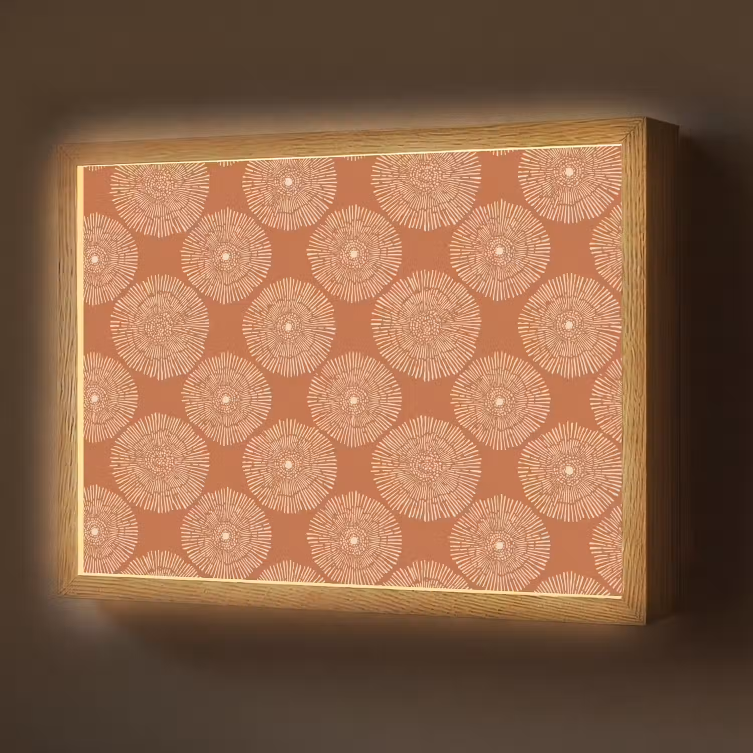 Cirkels - Grafisch - Patroon - Terracotta Light Box met batterij (Wandlamp) middel 907 -z3d_website
