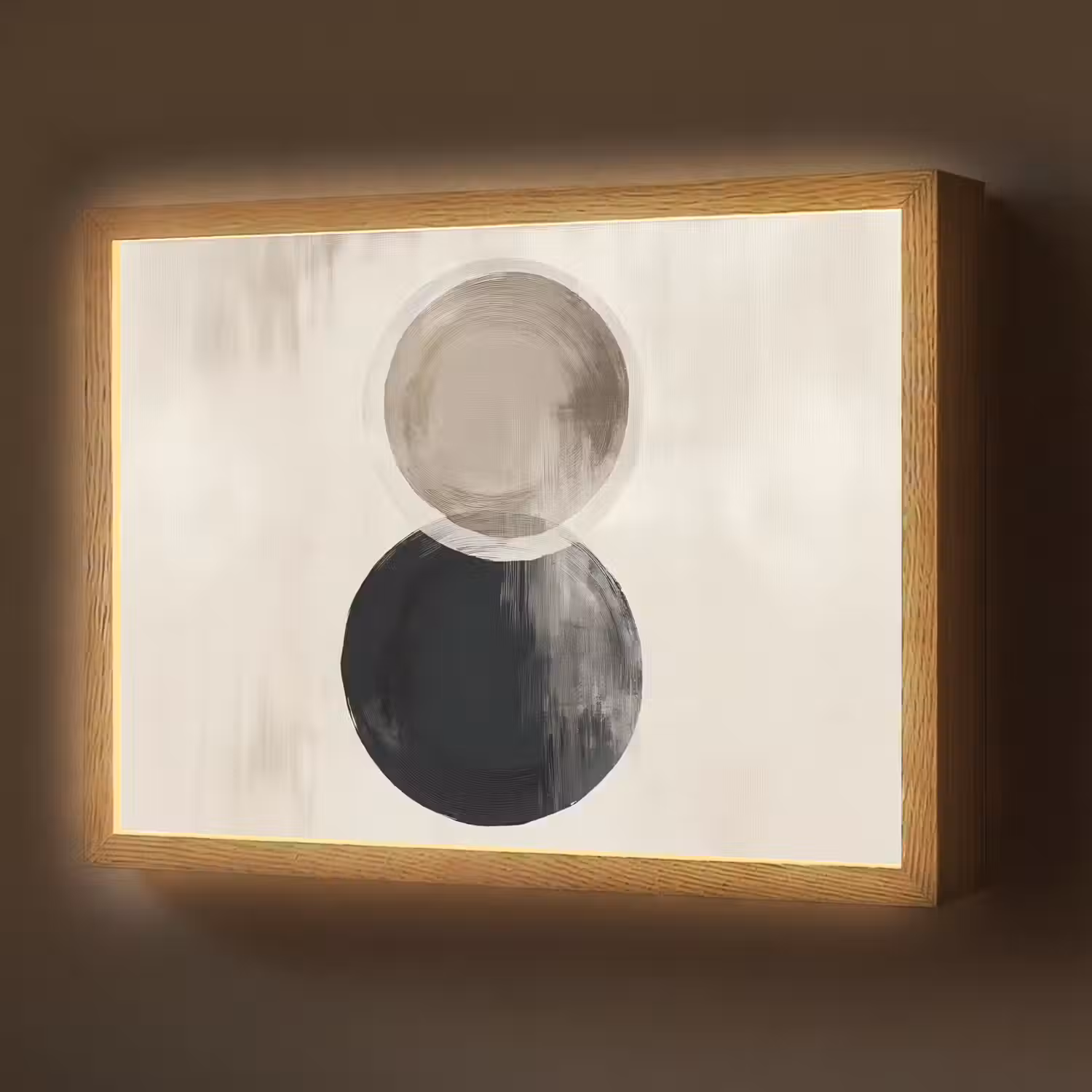 Cirkels - Vorm - Beige - Abstract Light Box met batterij (Wandlamp) middel -z3d_website