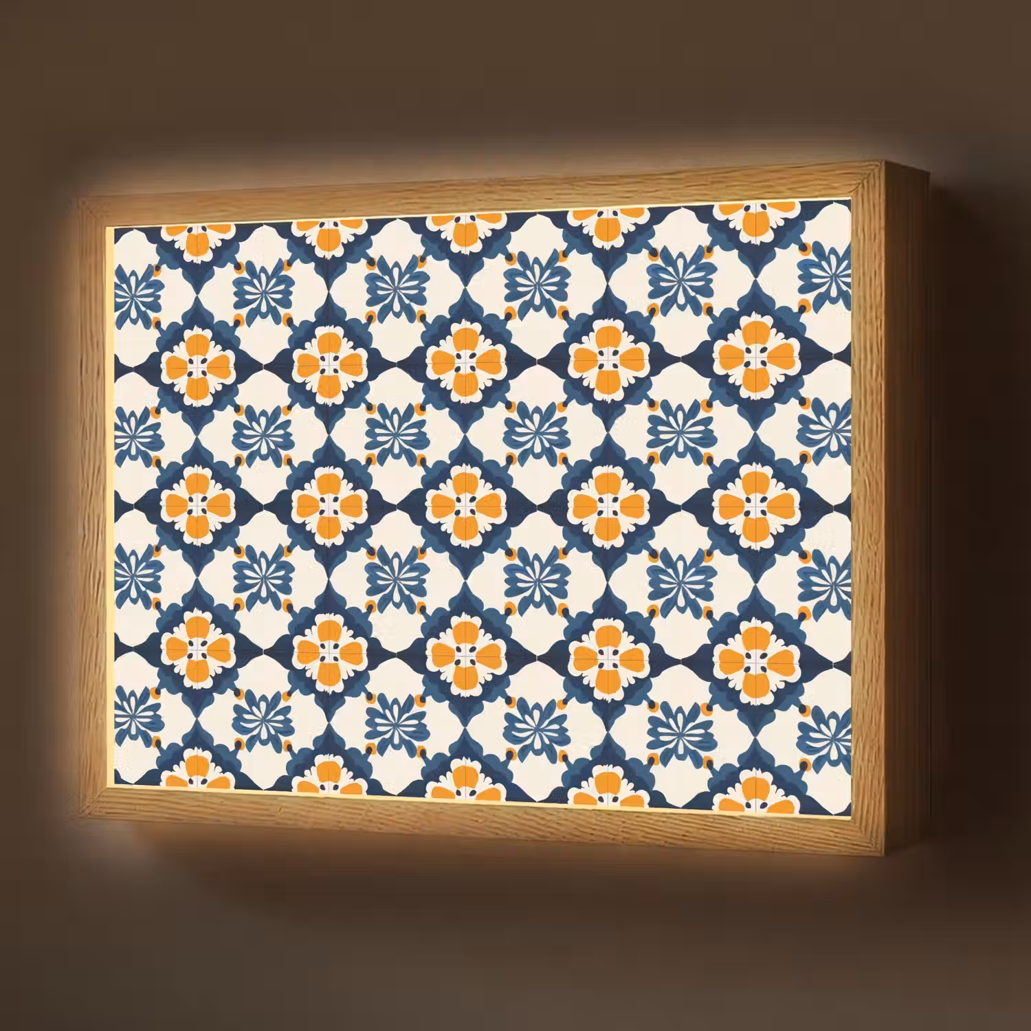 Klassiek - Geometrisch - Blauw Light Box met batterij (Wandlamp) middel 907 -z3d_website