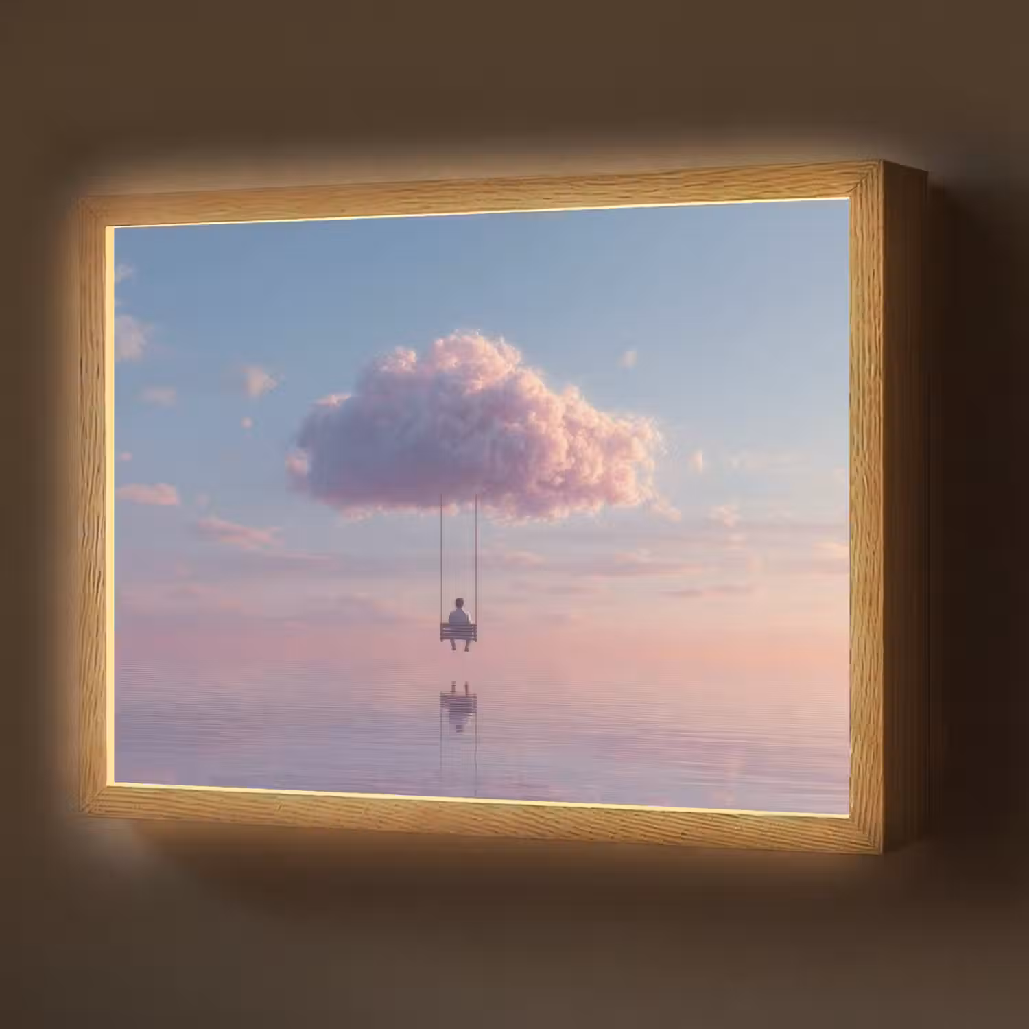 Wolk - Schommel - Kleurrijke lucht Light Box met batterij (Wandlamp) middel -z3d_website