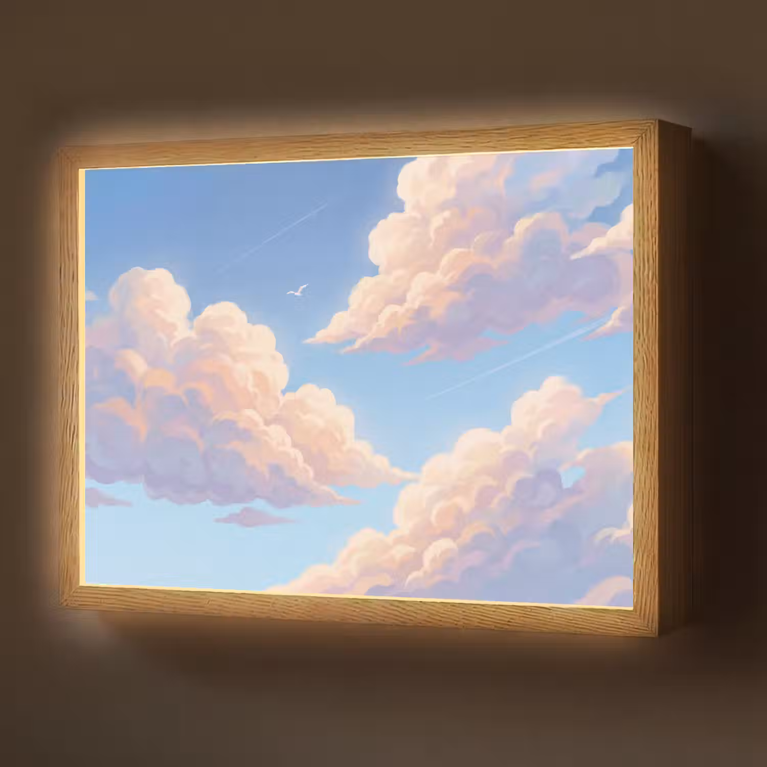 Wolken - Lucht - Natuur - Blauw Light Box met batterij (Wandlamp) middel -z3d_website