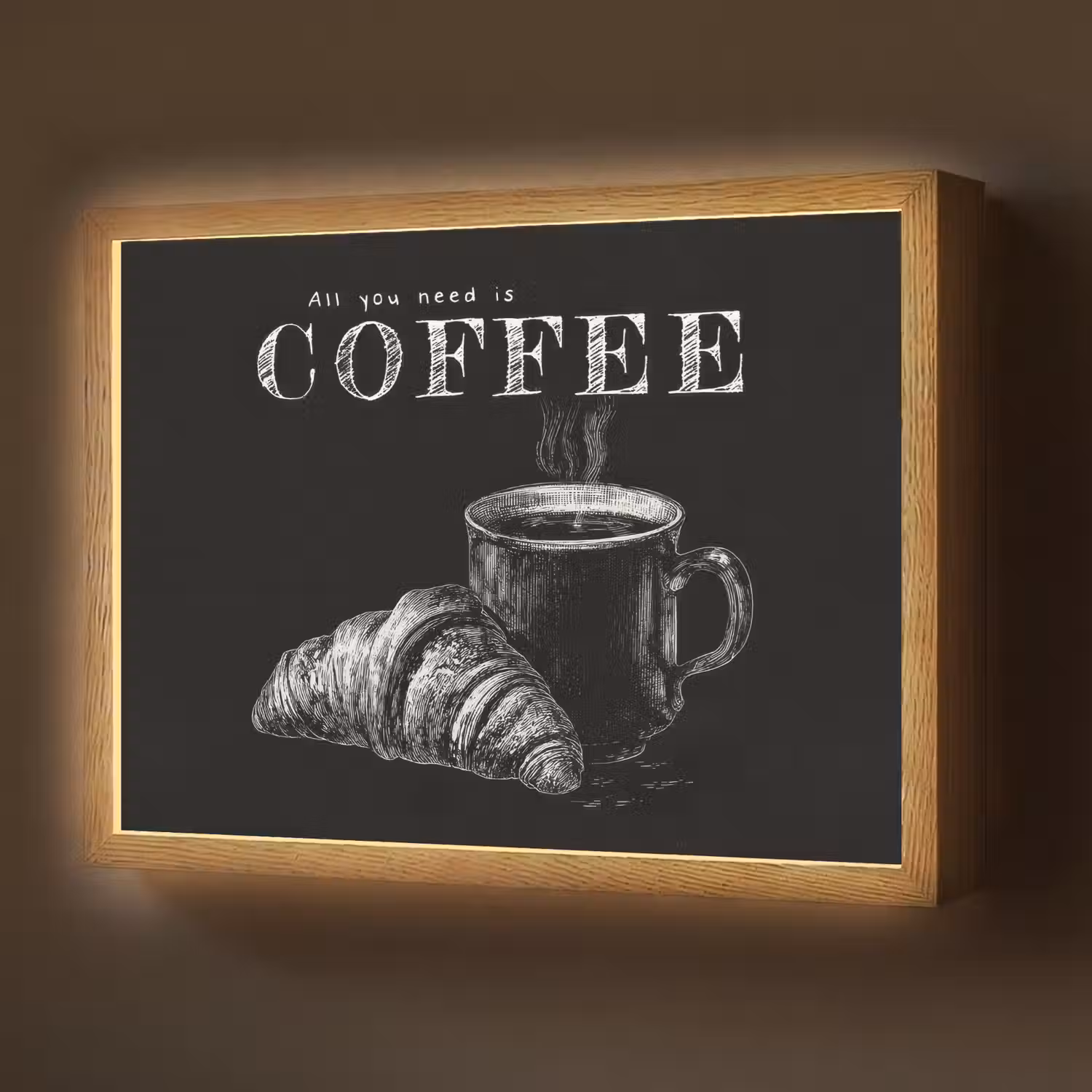 Koffie - Croissant - Tekst Light Box met batterij (Wandlamp) middel -z3d_website