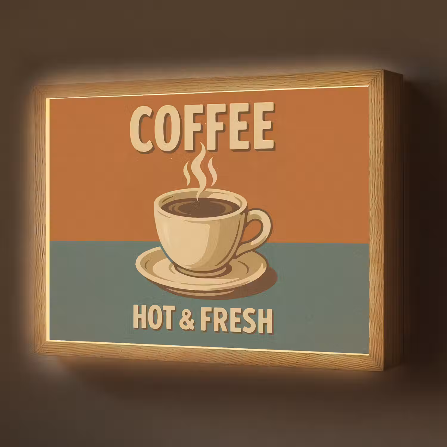 Koffie - Kop - Vintage - Quote Light Box met batterij (Wandlamp) middel -z3d_website