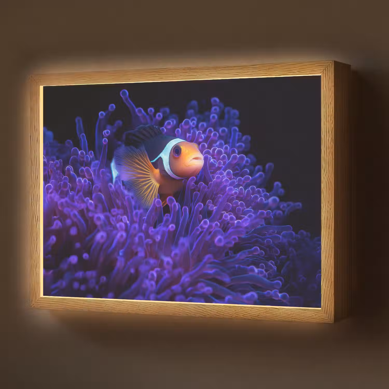 Koraal - Vis - Oranje - Zee Light Box met batterij (Wandlamp) middel -z3d_website