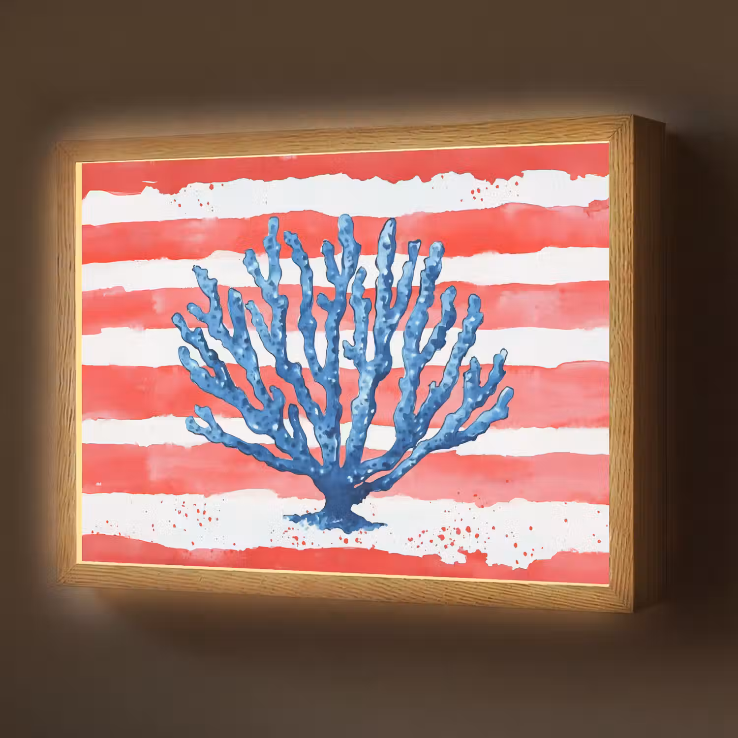 Koraal - Verfstructuur - Rood - Blauw Light Box met batterij (Wandlamp) middel -z3d_website