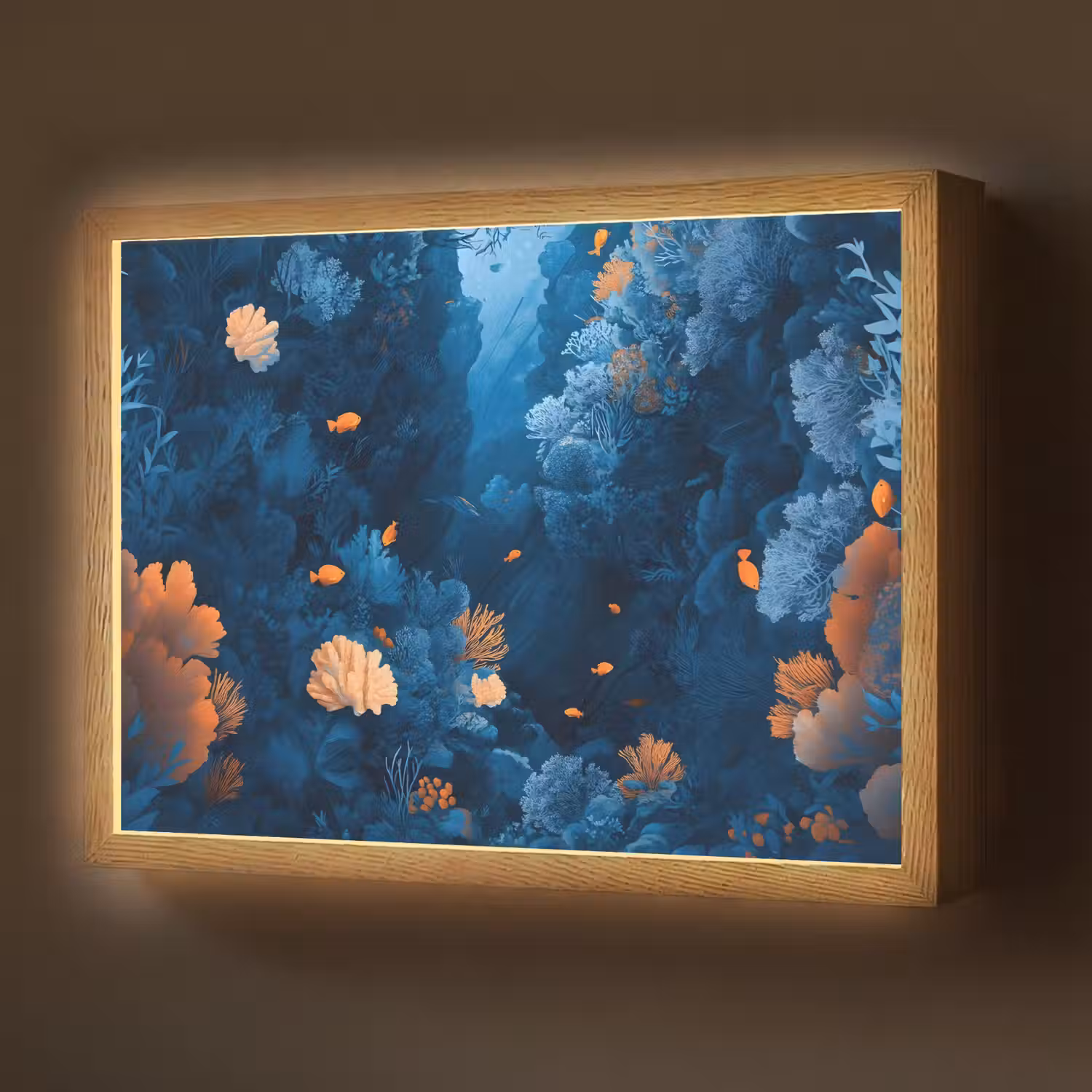 Koraalrif - Vissen - Oceaan - Blauw Light Box met batterij (Wandlamp) middel -z3d_website