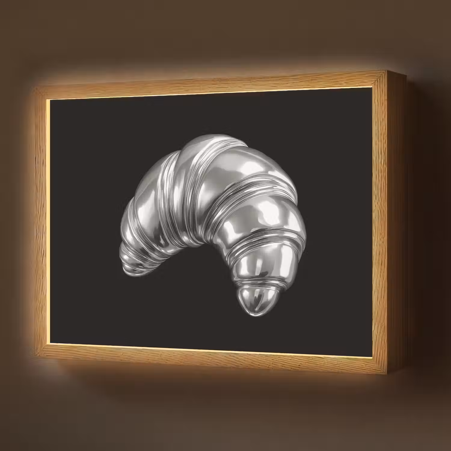 Croissant - Metaal - Zilver Light Box met batterij (Wandlamp) middel -z3d_website
