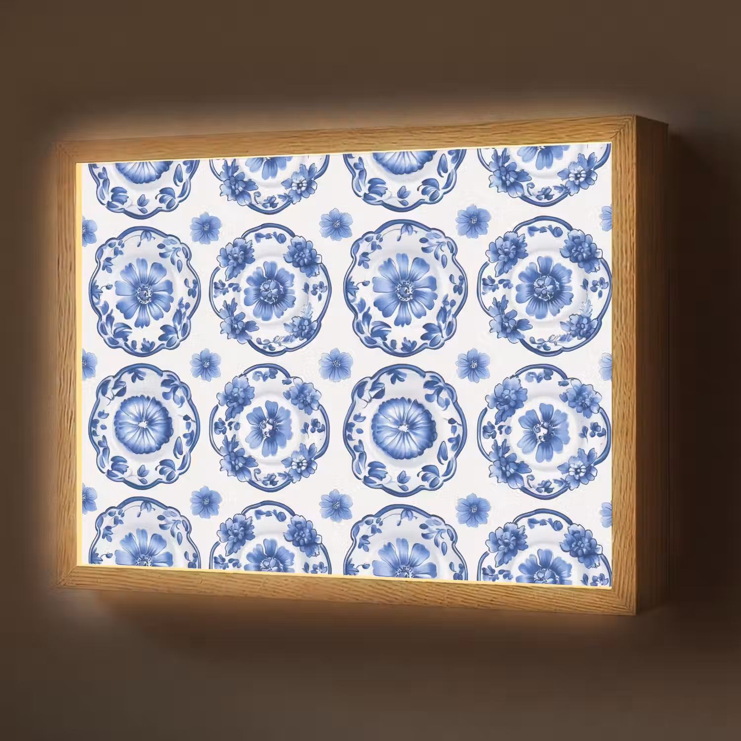 Sierborden - Bloemen - Blauw Light Box met batterij (Wandlamp) middel 907 -z3d_website