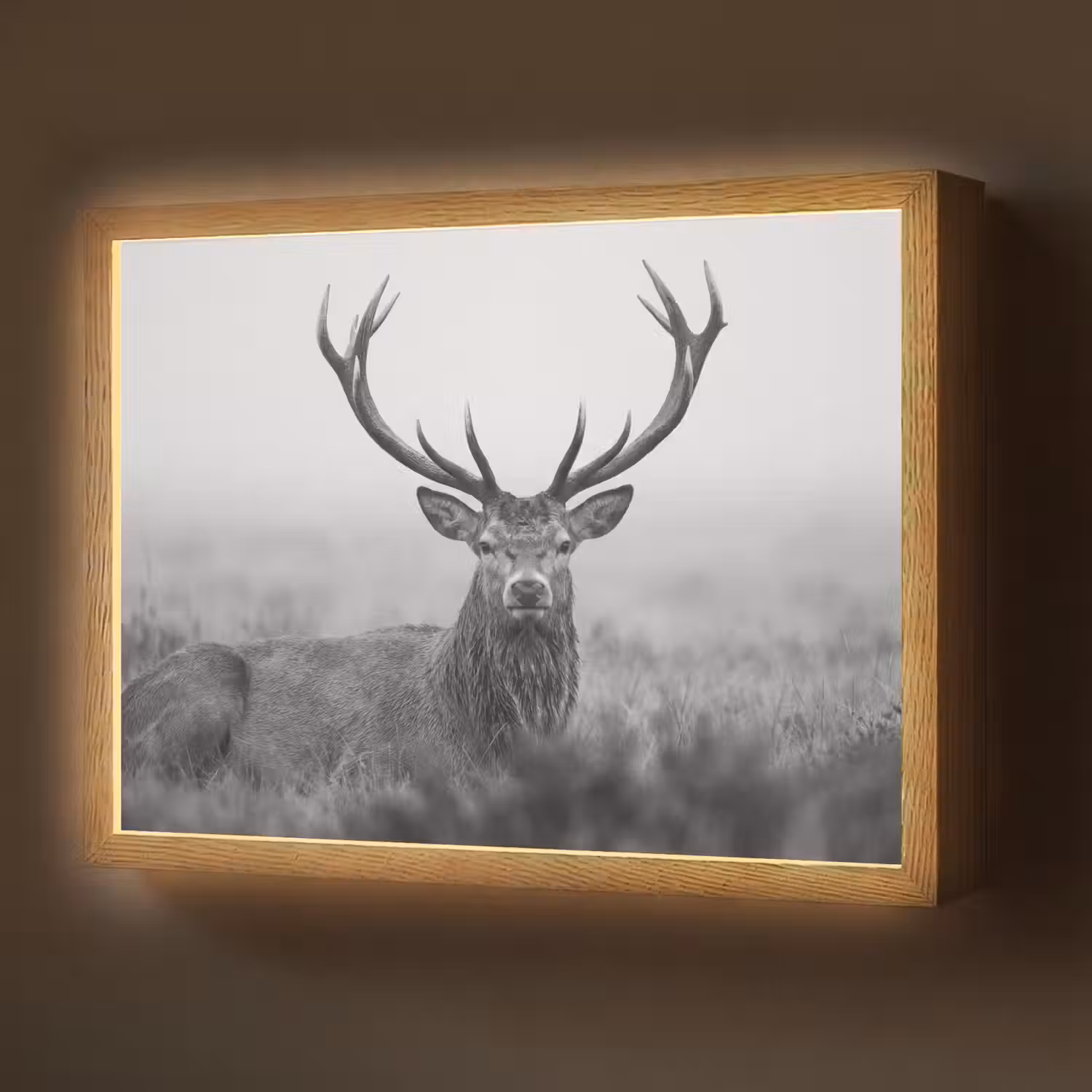 Hert - Mistig - Zwart - Wit Light Box met batterij (Wandlamp) middel -z3d_website