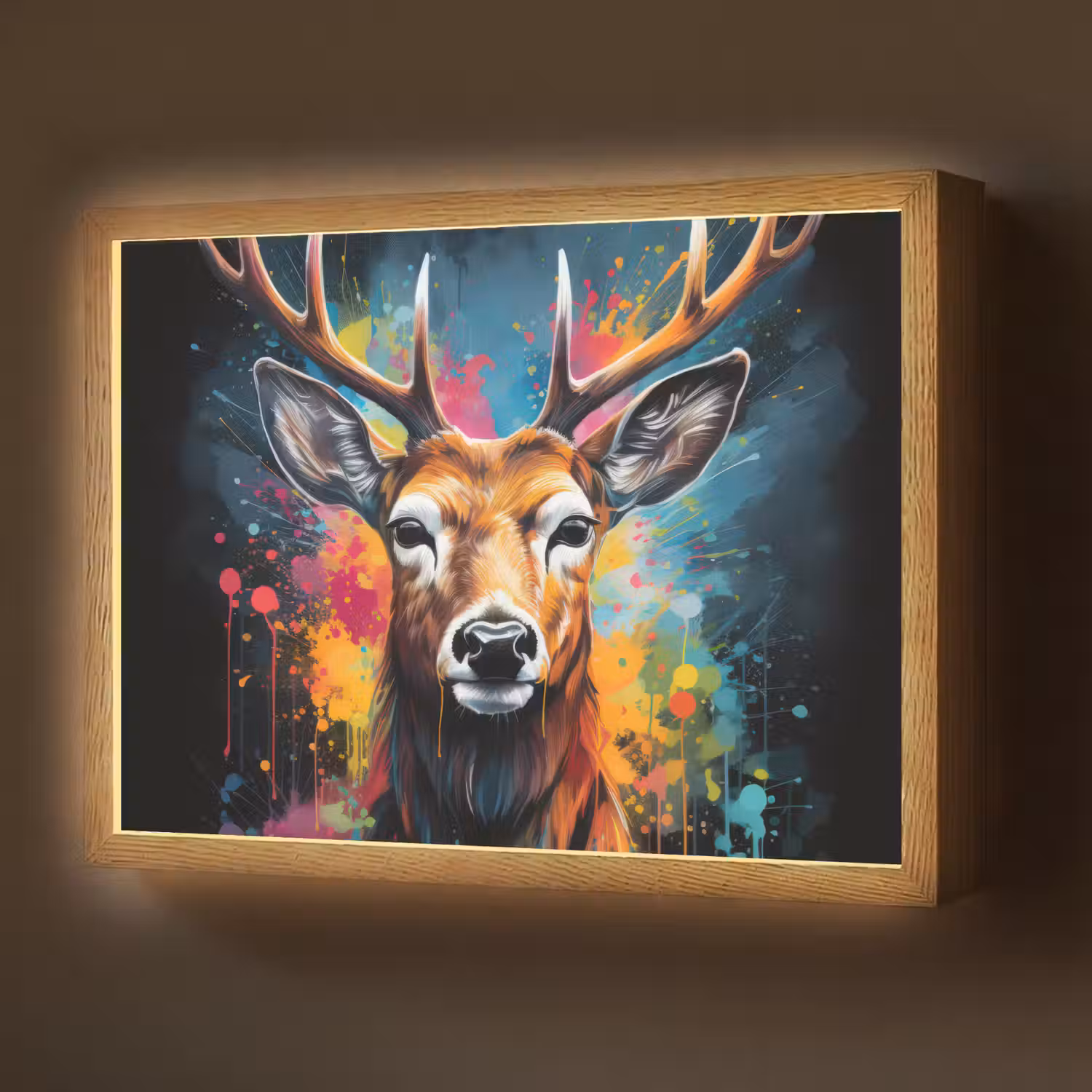 Hert - Graffiti - Dieren - Kleuren Light Box met batterij (Wandlamp) middel -z3d_website