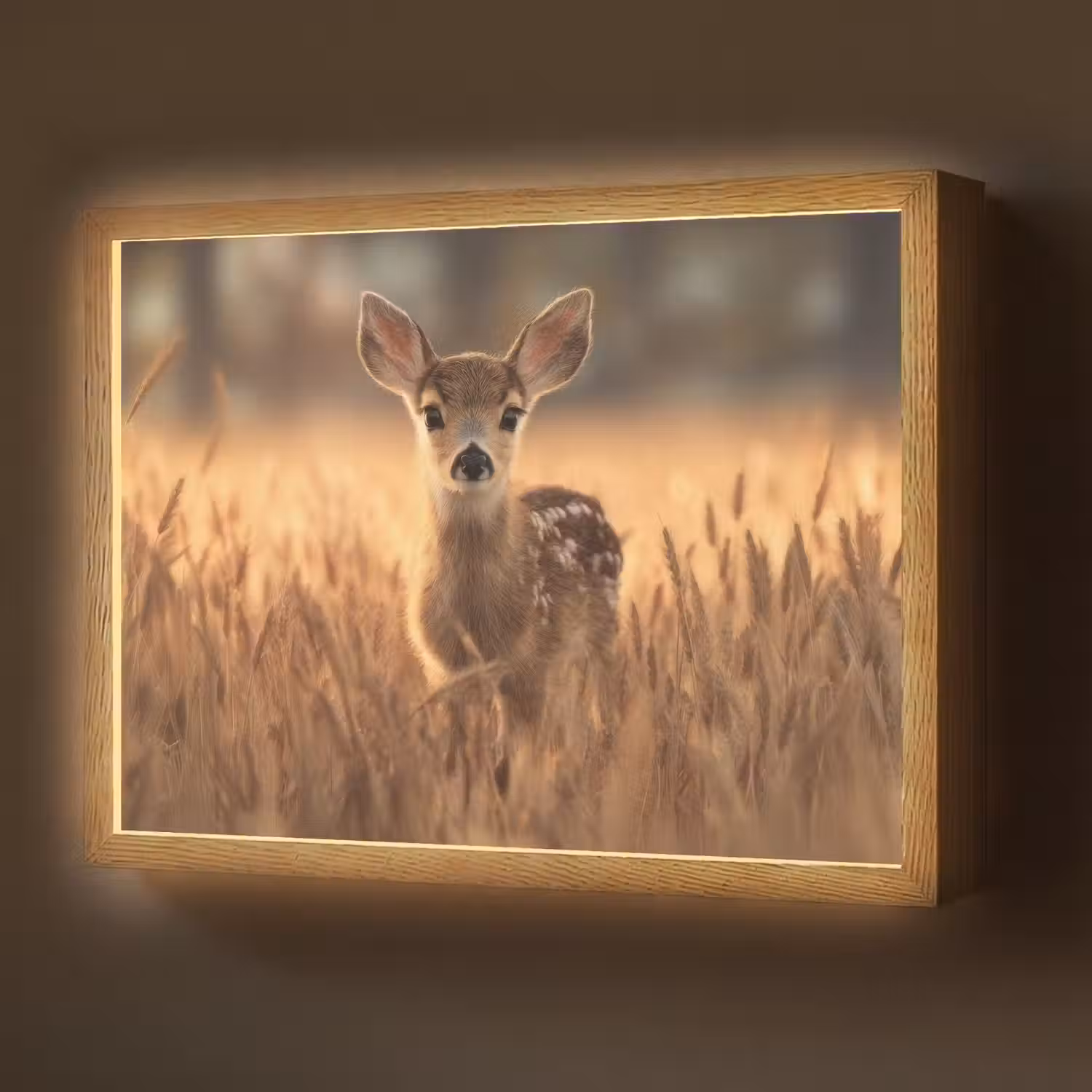 Hert - Graanveld - Bruin Light Box met batterij (Wandlamp) middel -z3d_website