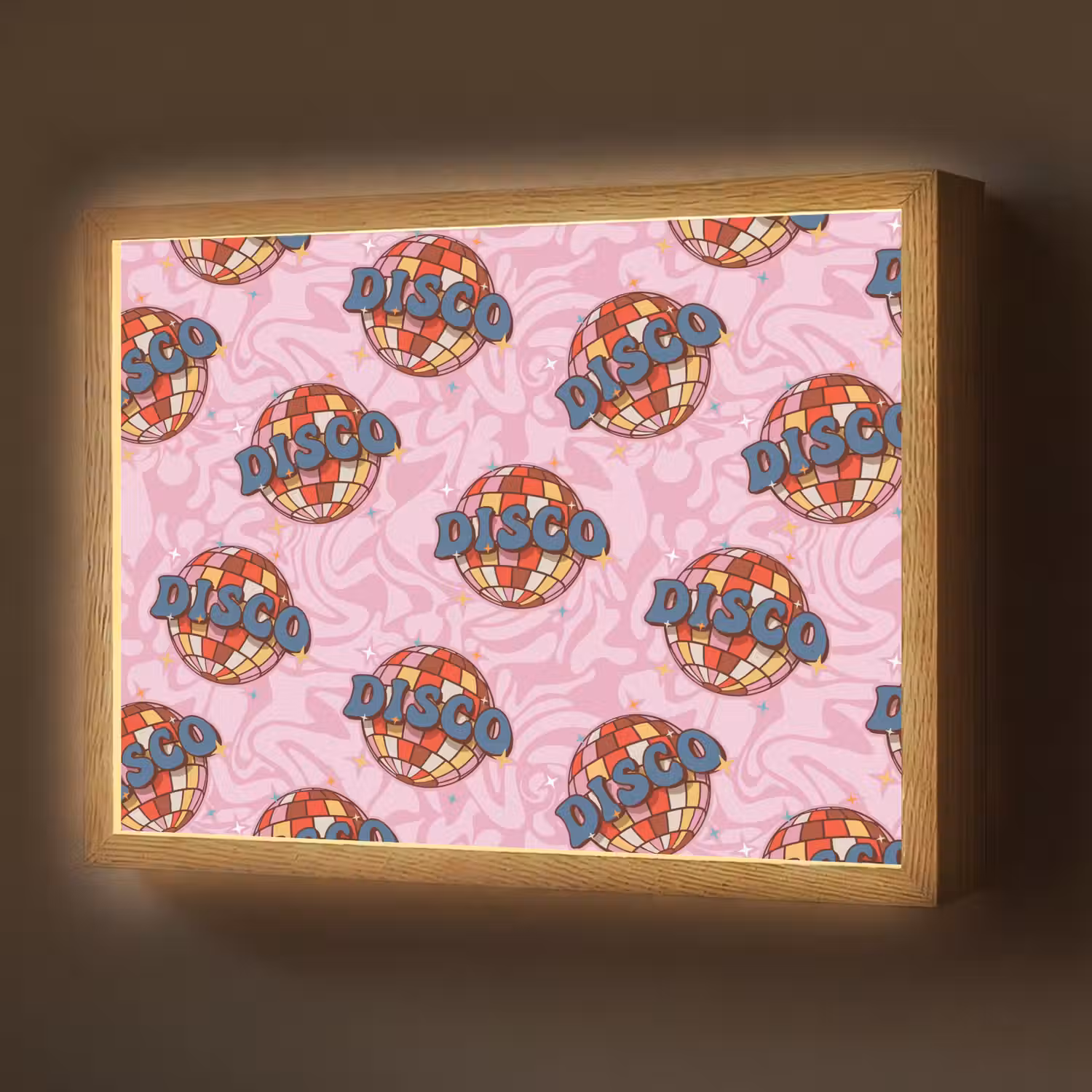 Disco - Bal - Patroon - Roze Light Box met batterij (Wandlamp) middel 907 -z3d_website