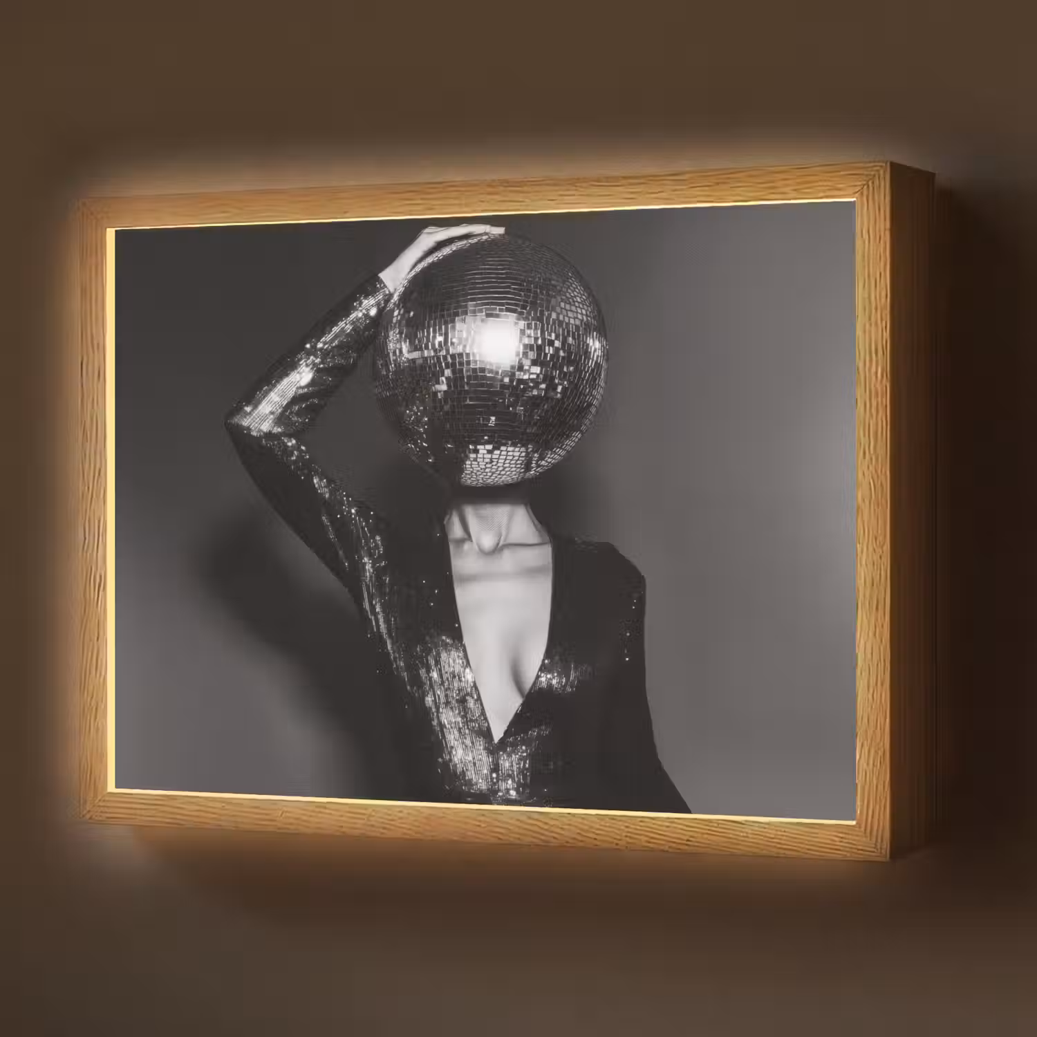 Discobal - Gezicht - Glamour - Zwart Light Box met batterij (Wandlamp) middel -z3d_website
